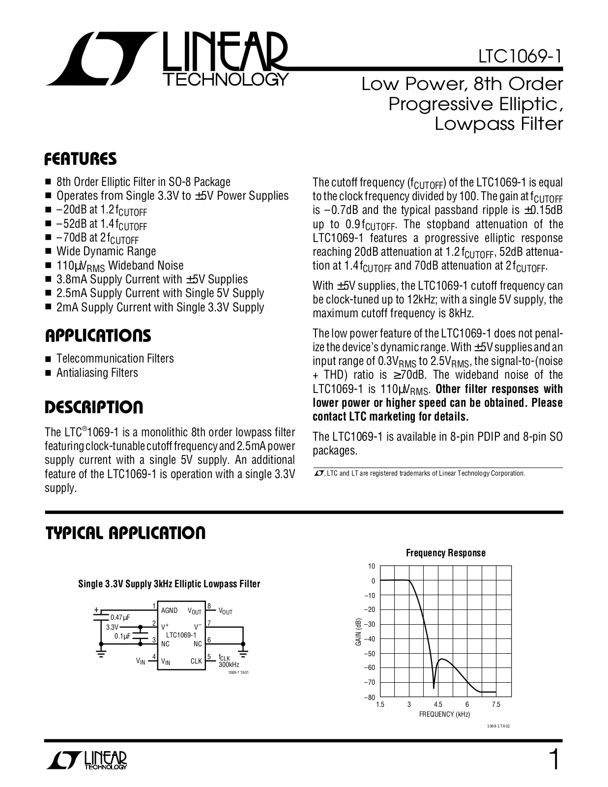 Linear Technology LTC1069-1 Datasheet