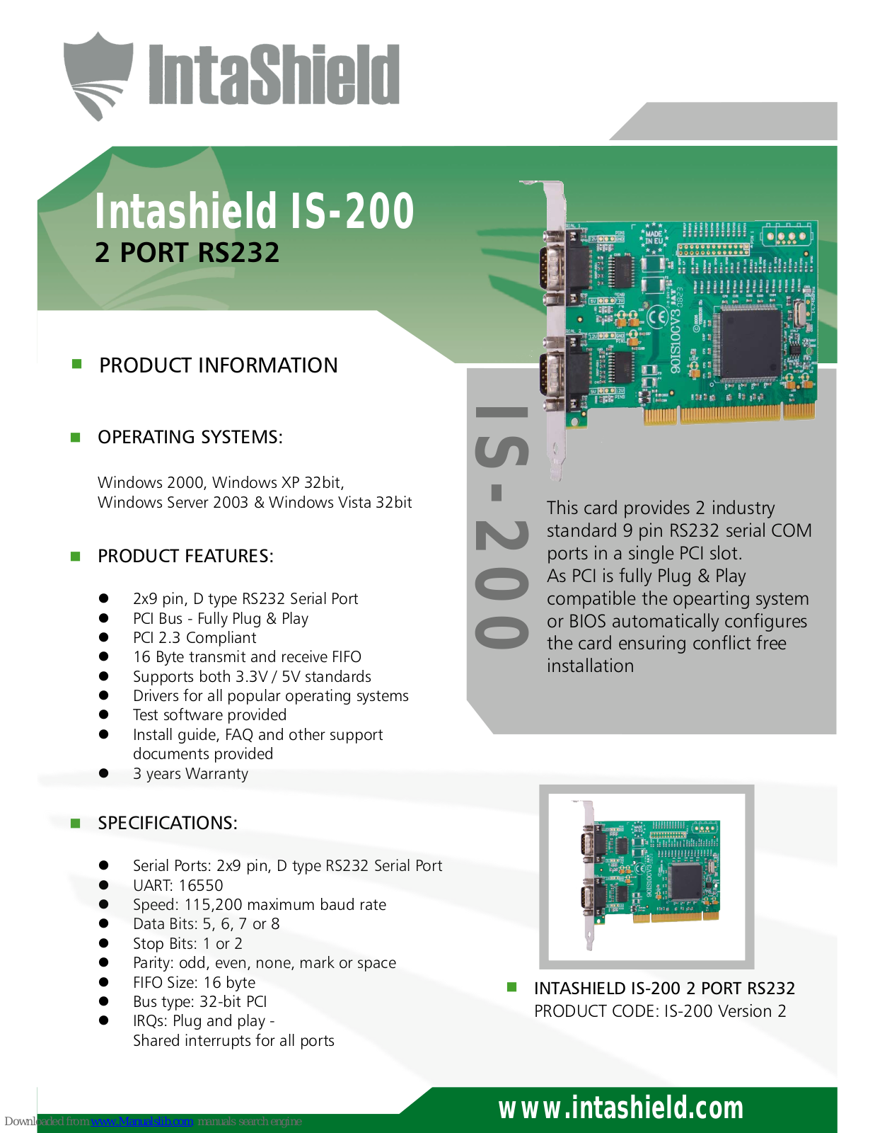 Intashield IS-200 Specifications - ManualMachine.com