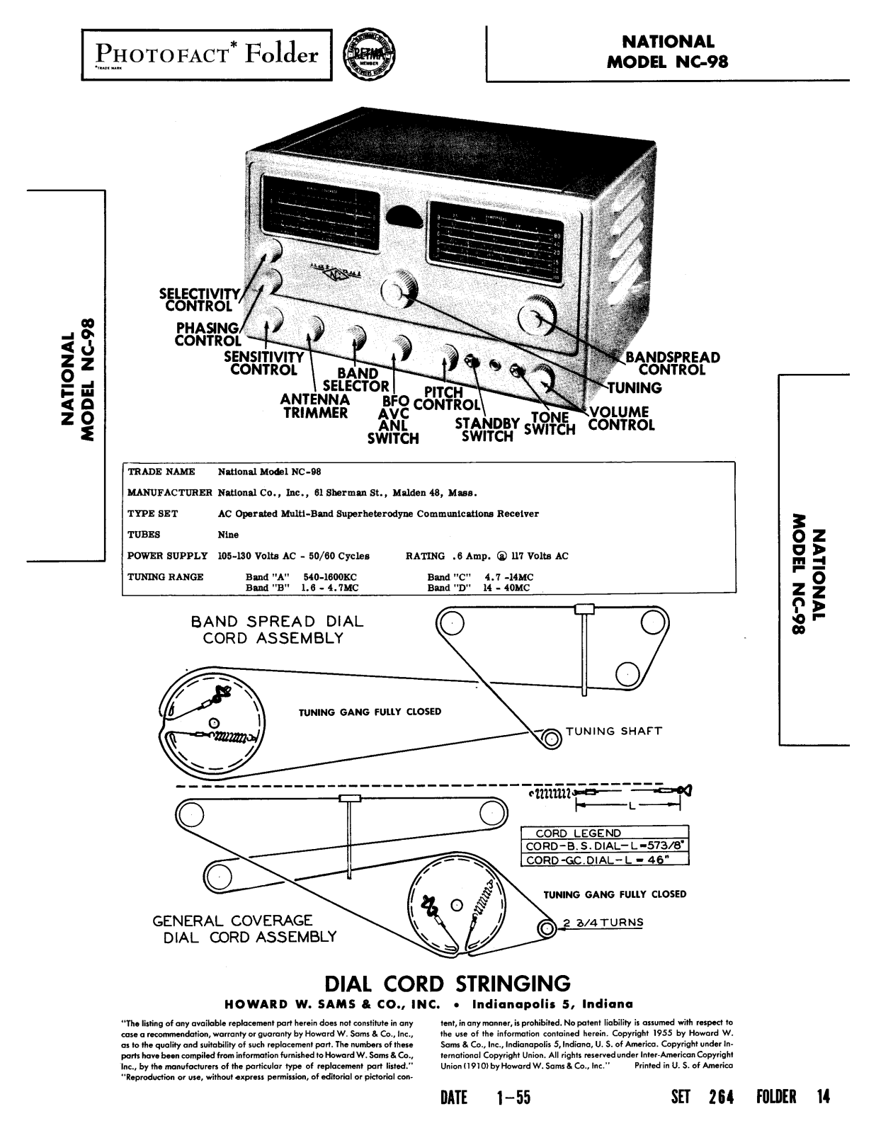 NATIONAL RADIO NC-98 User Manual