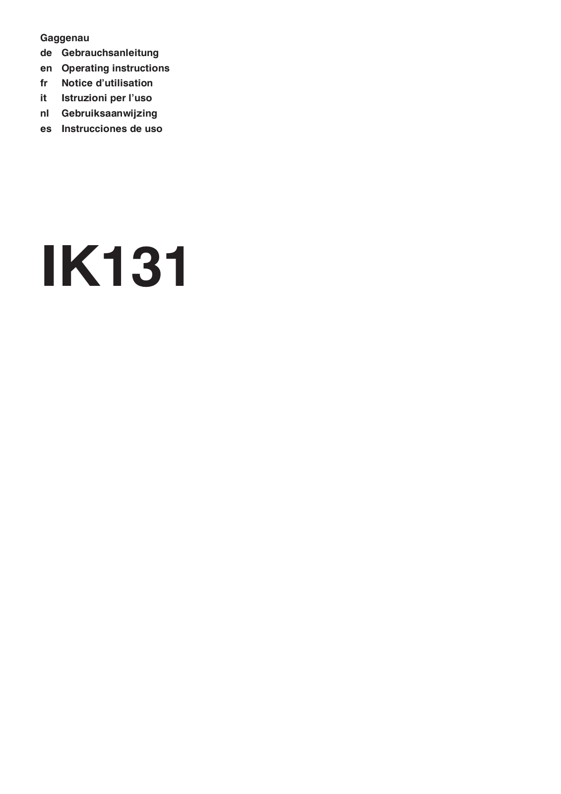 GAGGENAU IK131114, IK 131 User Manual