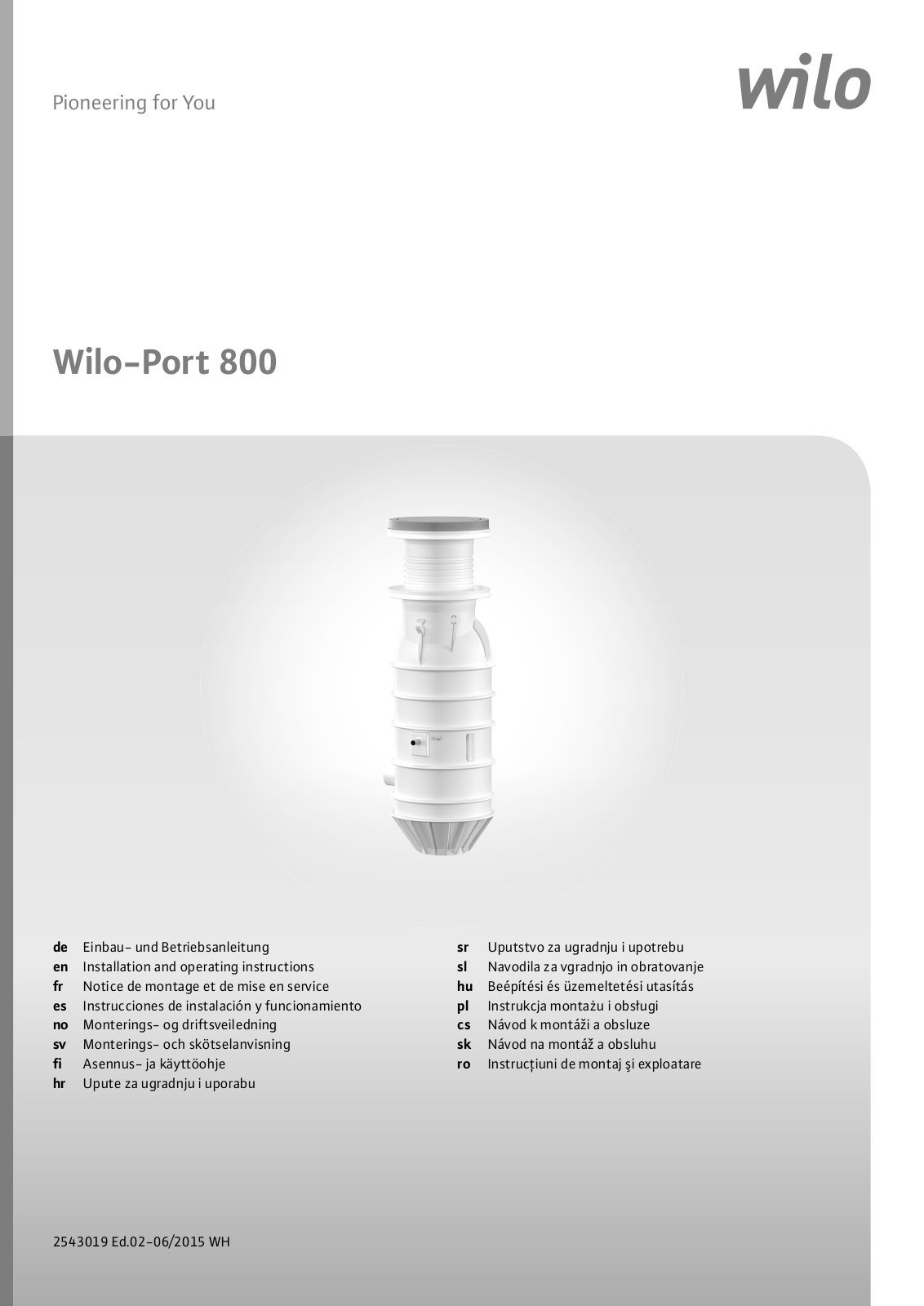 Wilo Port 800 Installation And Operating Instructions Manual