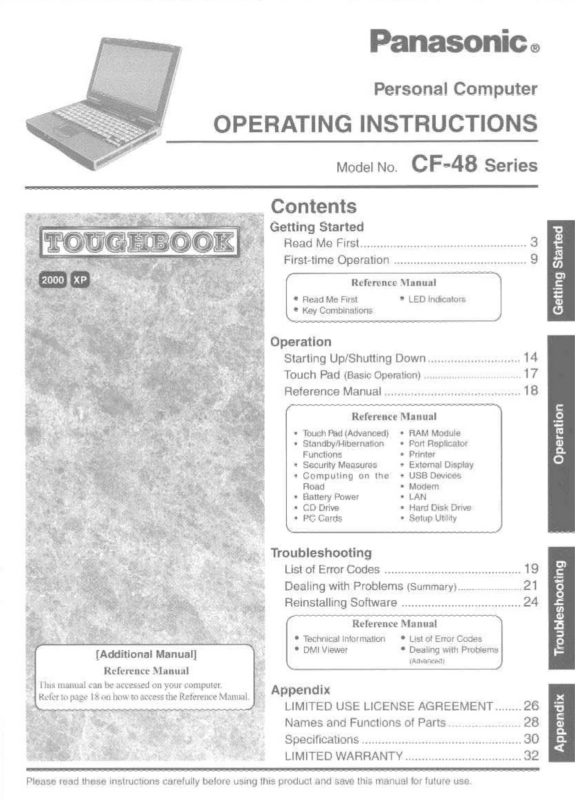 Panasonic cf-48x4khuqm Operation Manual