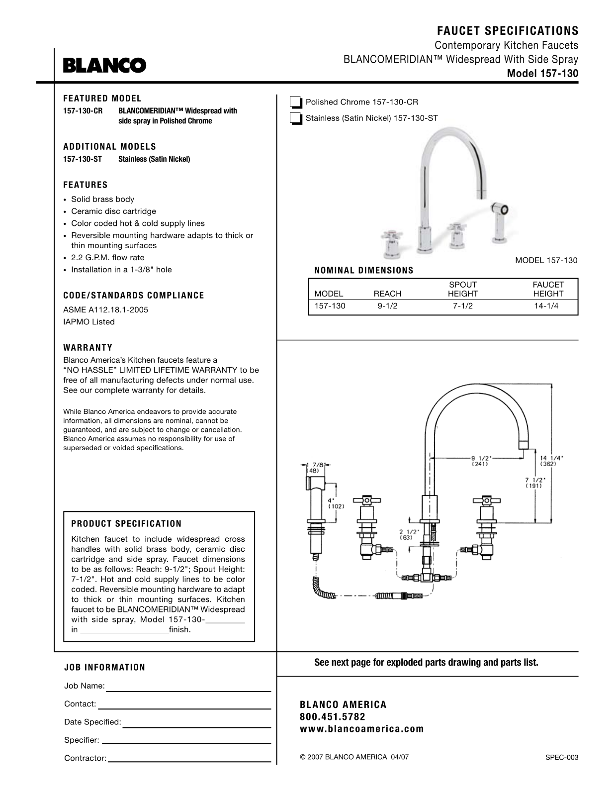 Blanco 157-130 User Manual