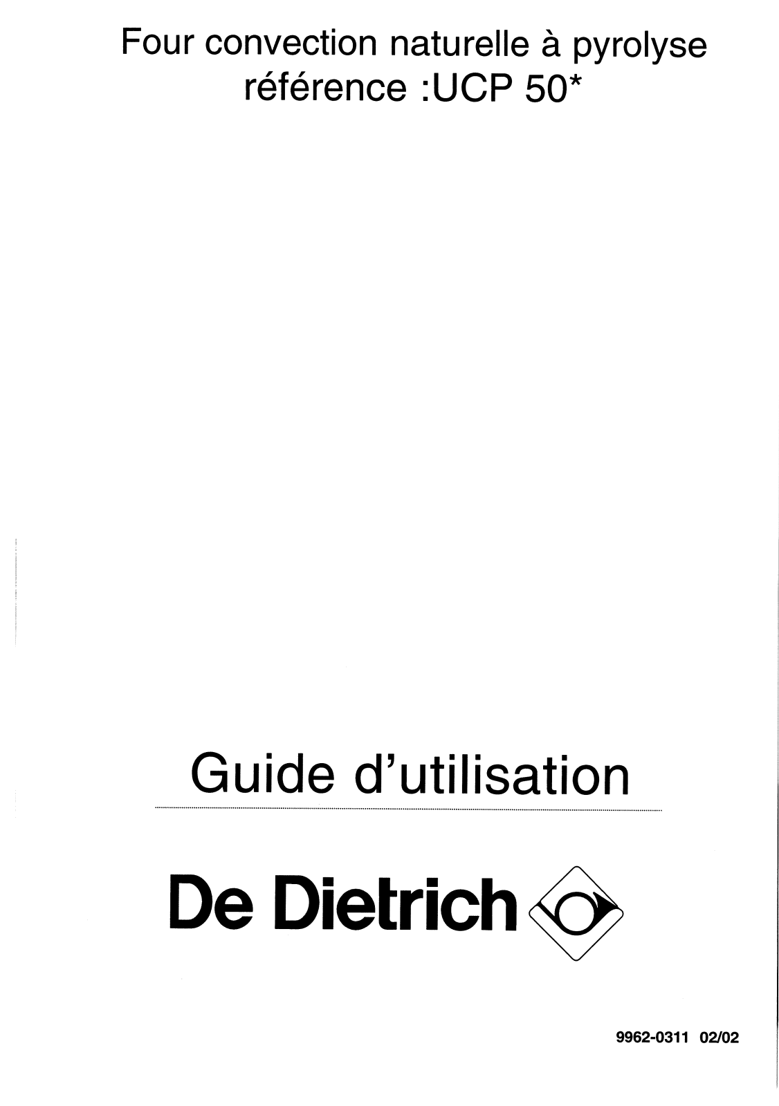 De dietrich UCP502E1, UCP504E1 User Manual