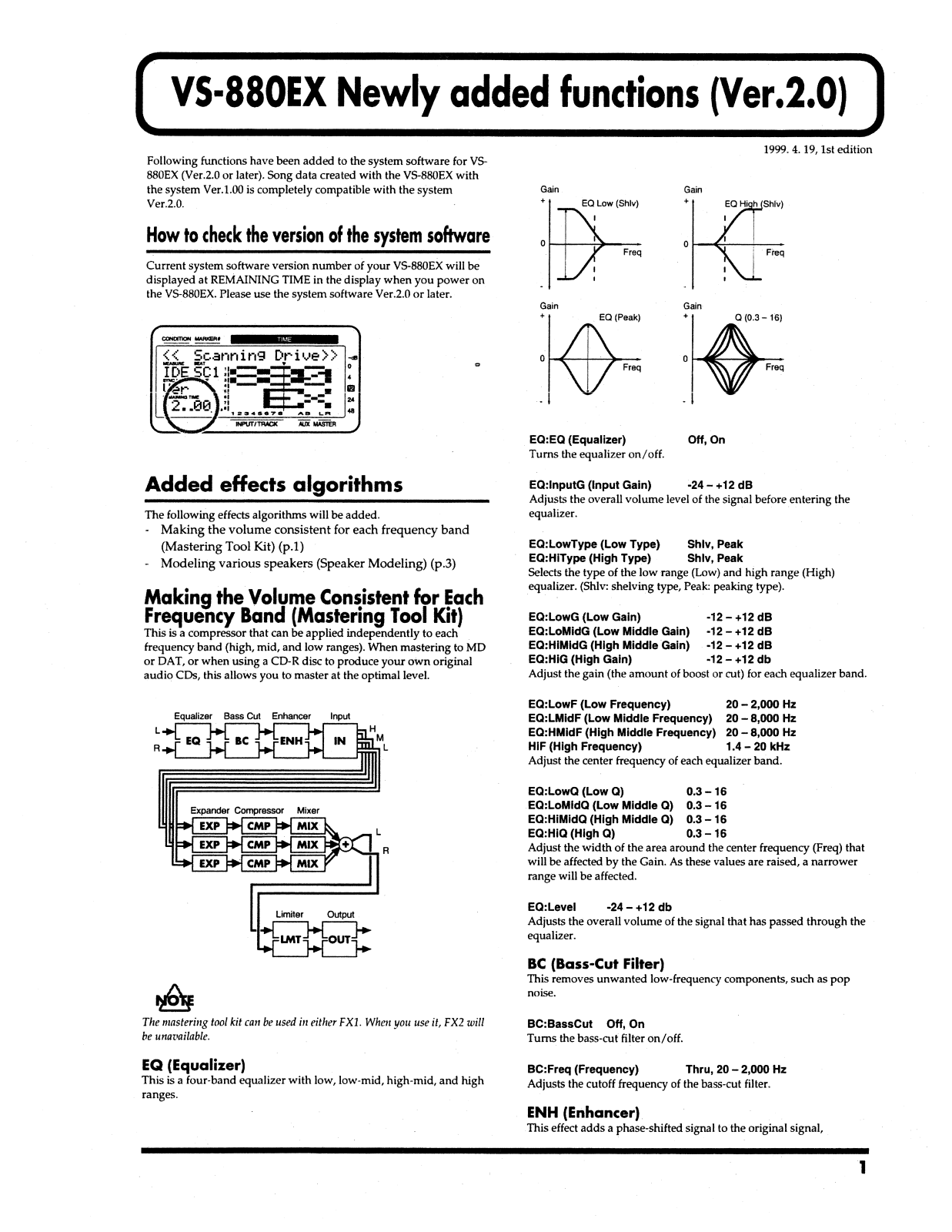 Roland Corporation VS-880EX Addendum