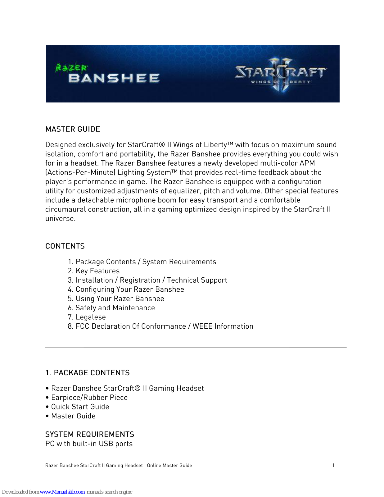 Razer Banshee StarCraft II Master Manual