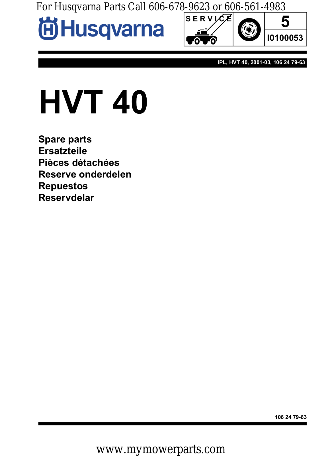 Husqvarna I0101053 Parts Manuals - ManualMachine.com