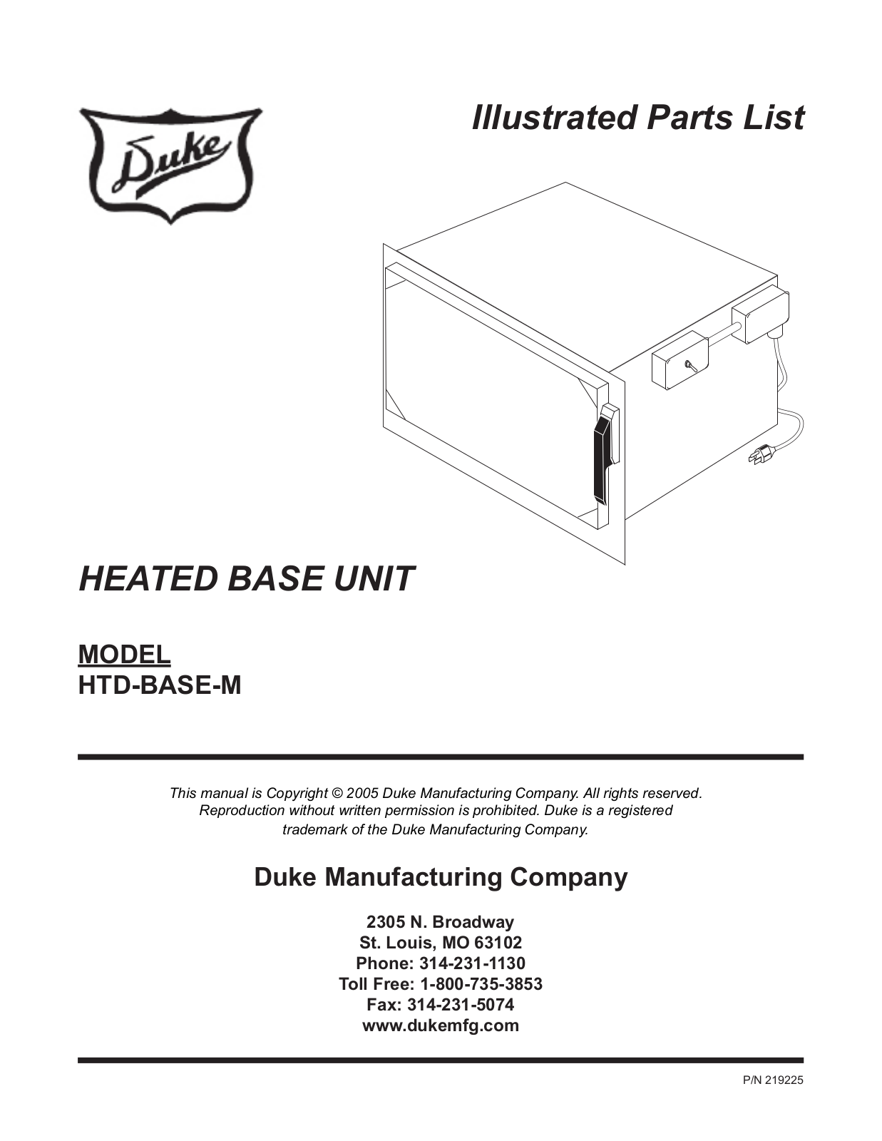 Duke HTD-BASE-M Parts List