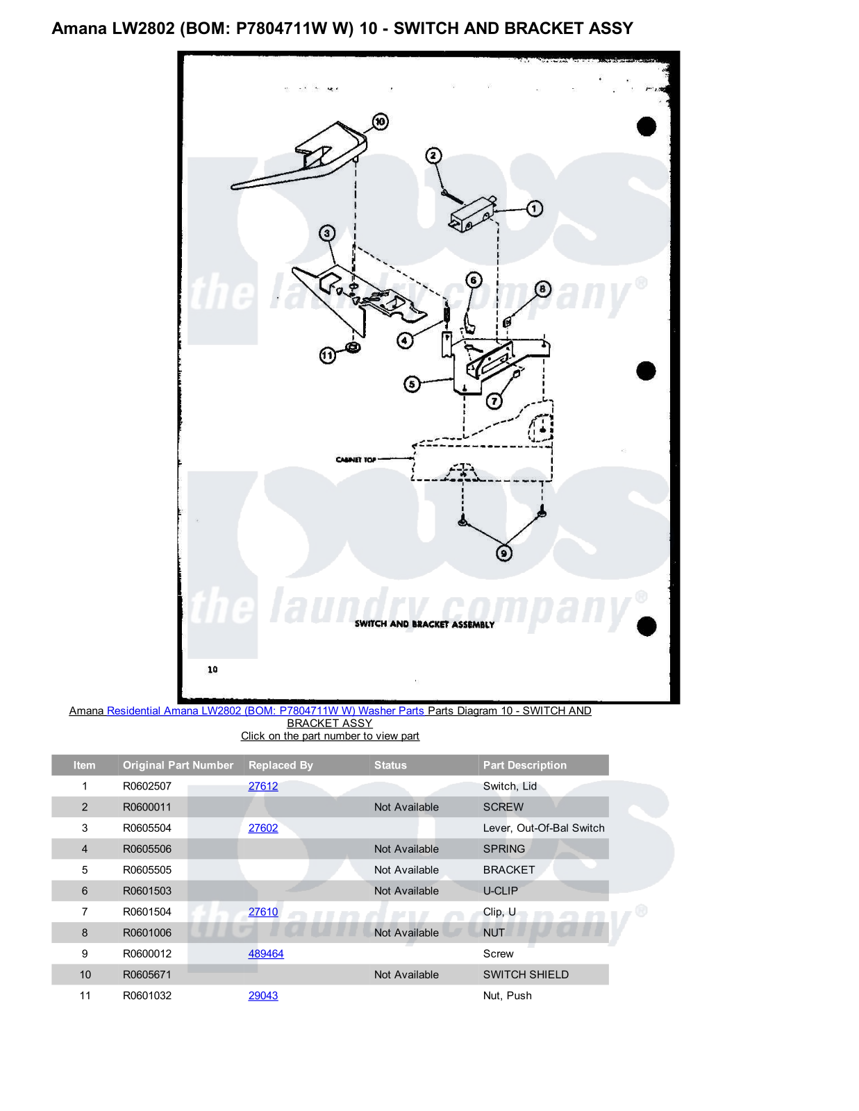 Amana LW2802 Parts Diagram