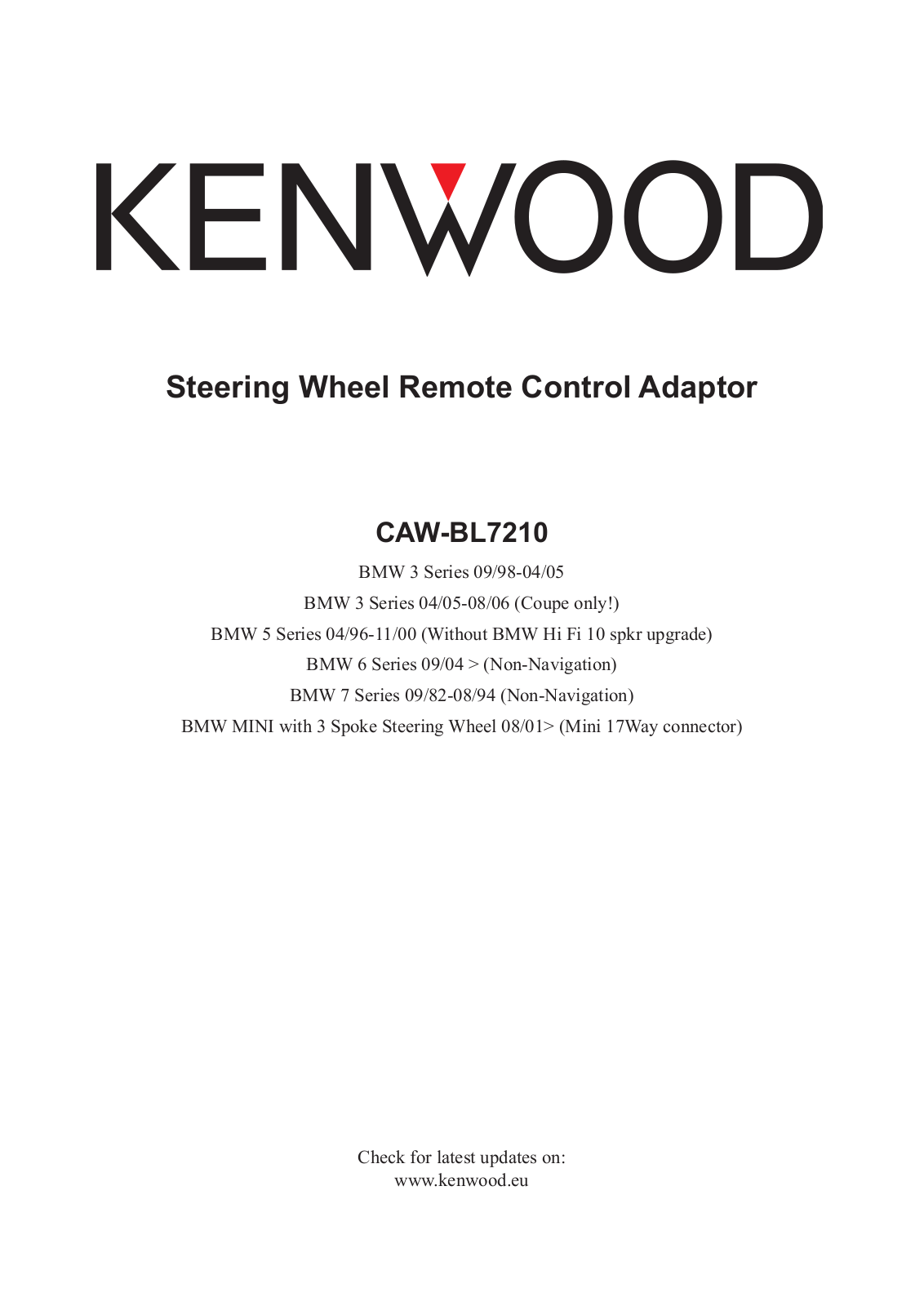 Kenwood CAW-BL7210 User Manual