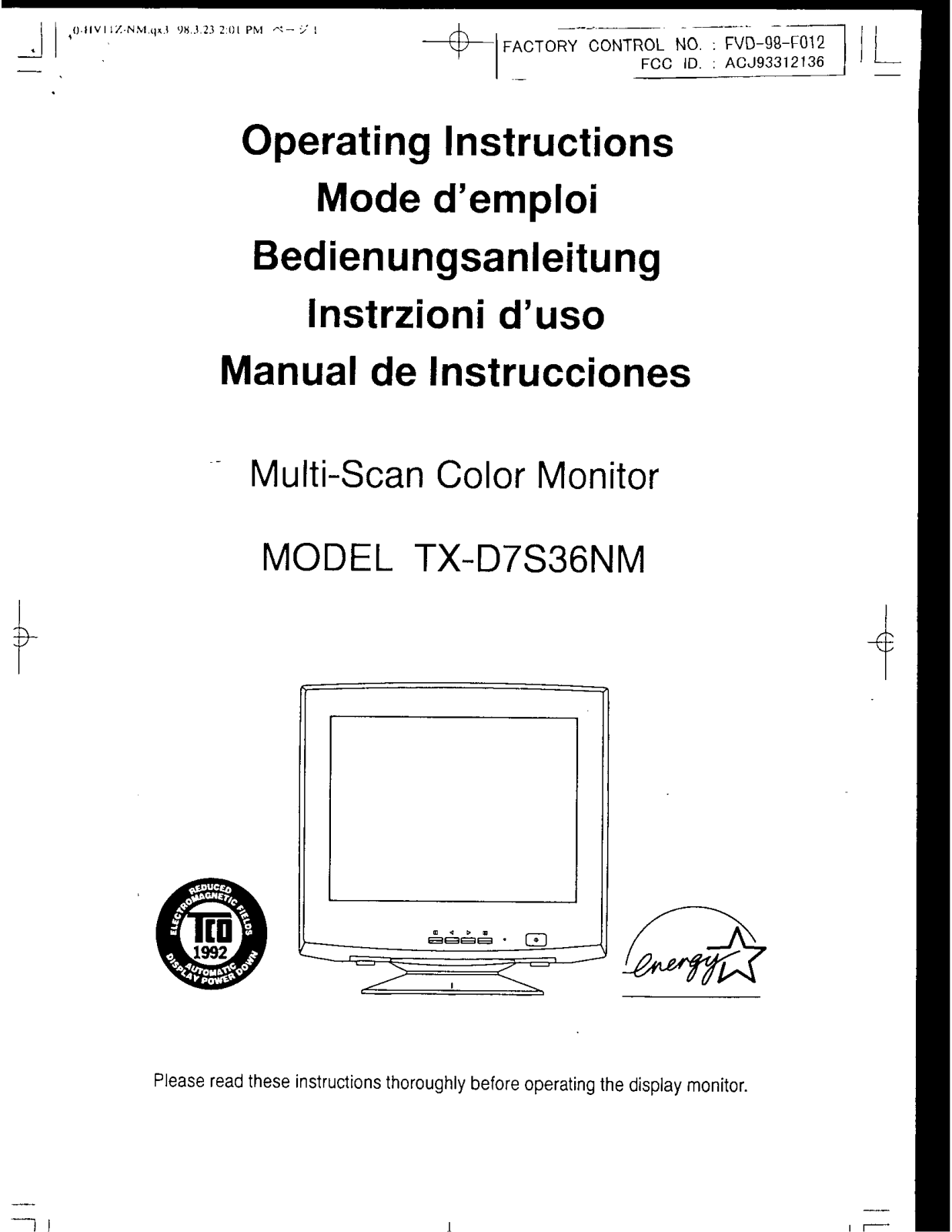 Panasonic 93312136 Users Manual