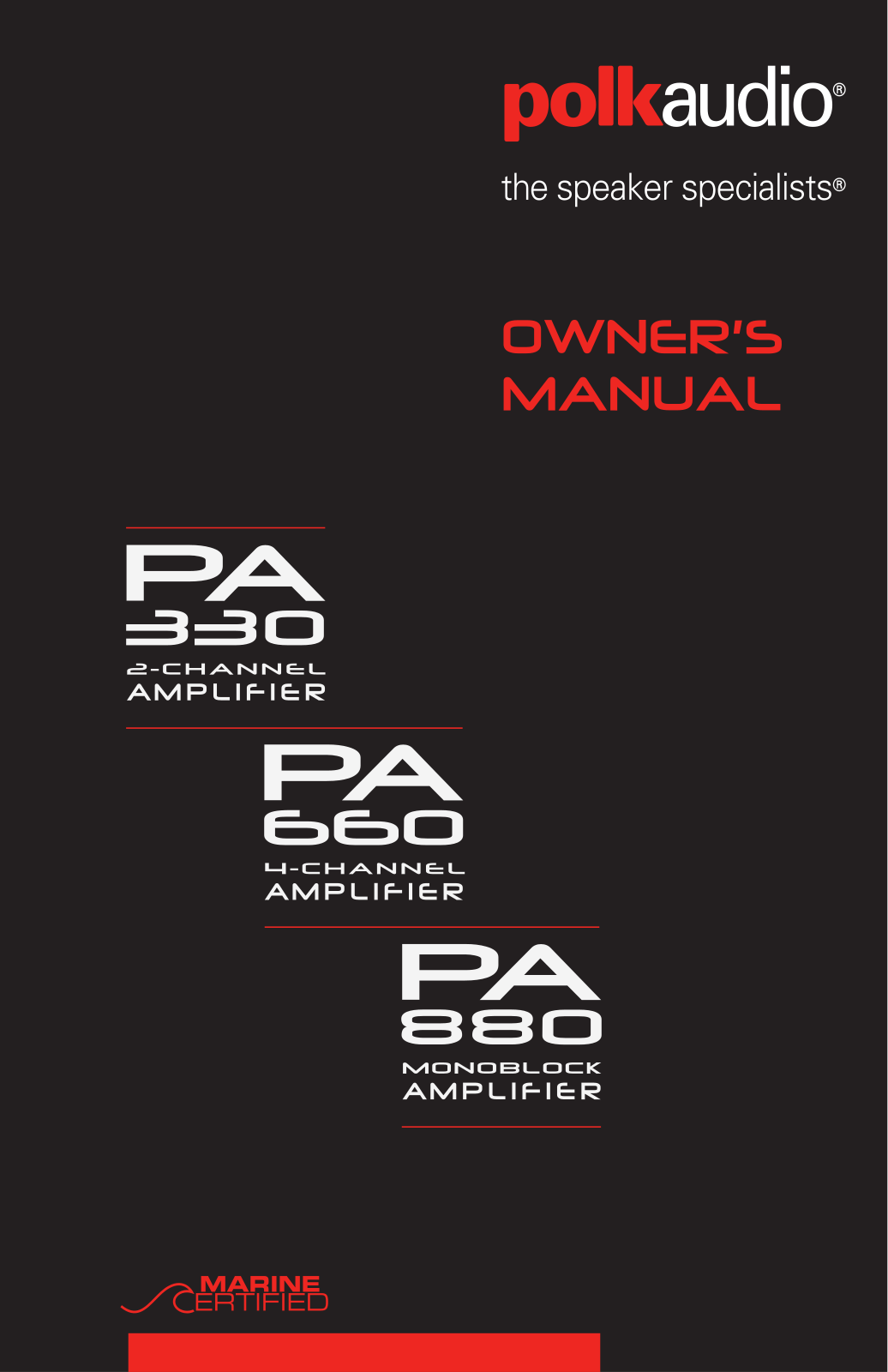 Polk Audio PA330, PA660, PA880 User Manual