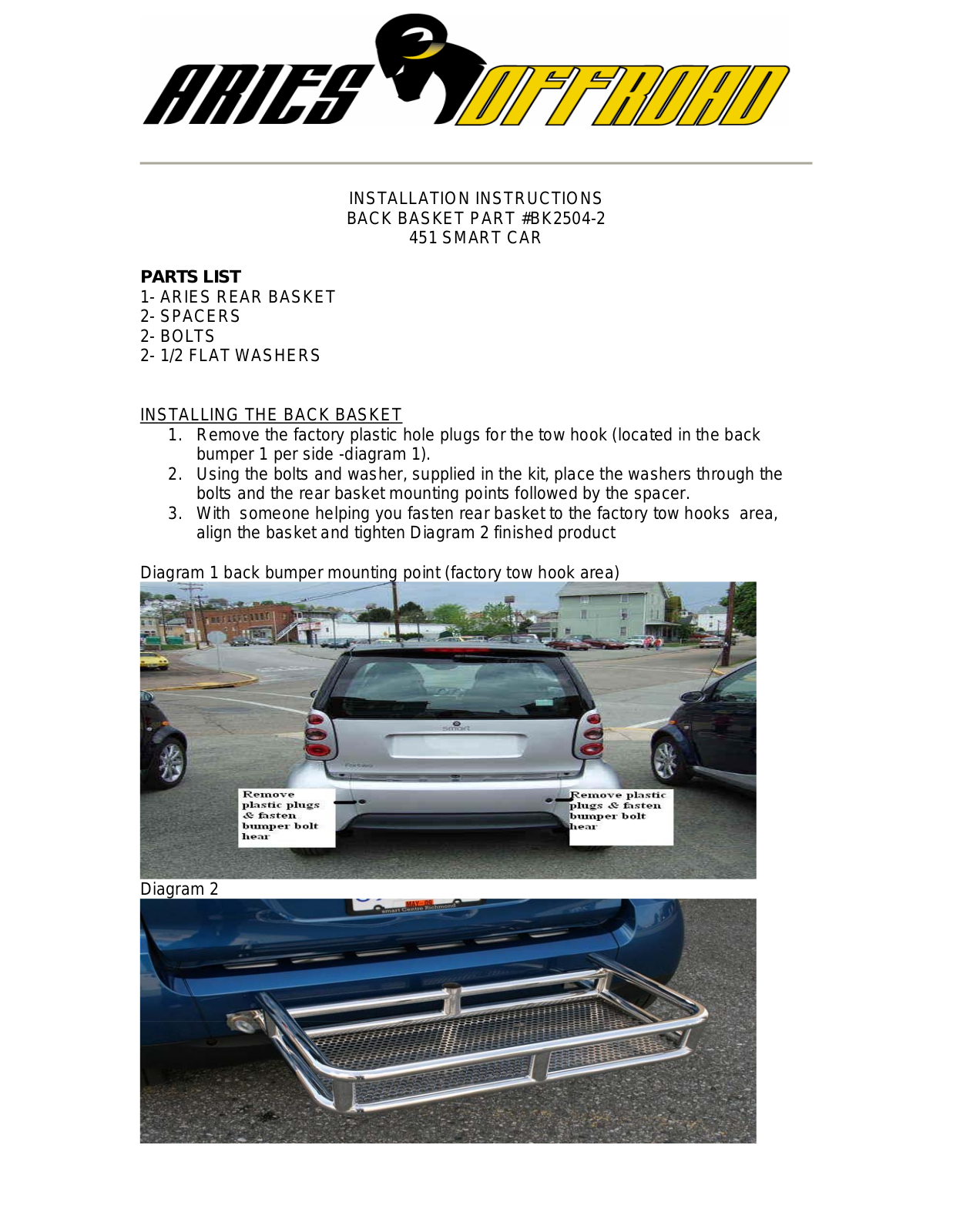 Aries Automotive BK2504-2 User Manual