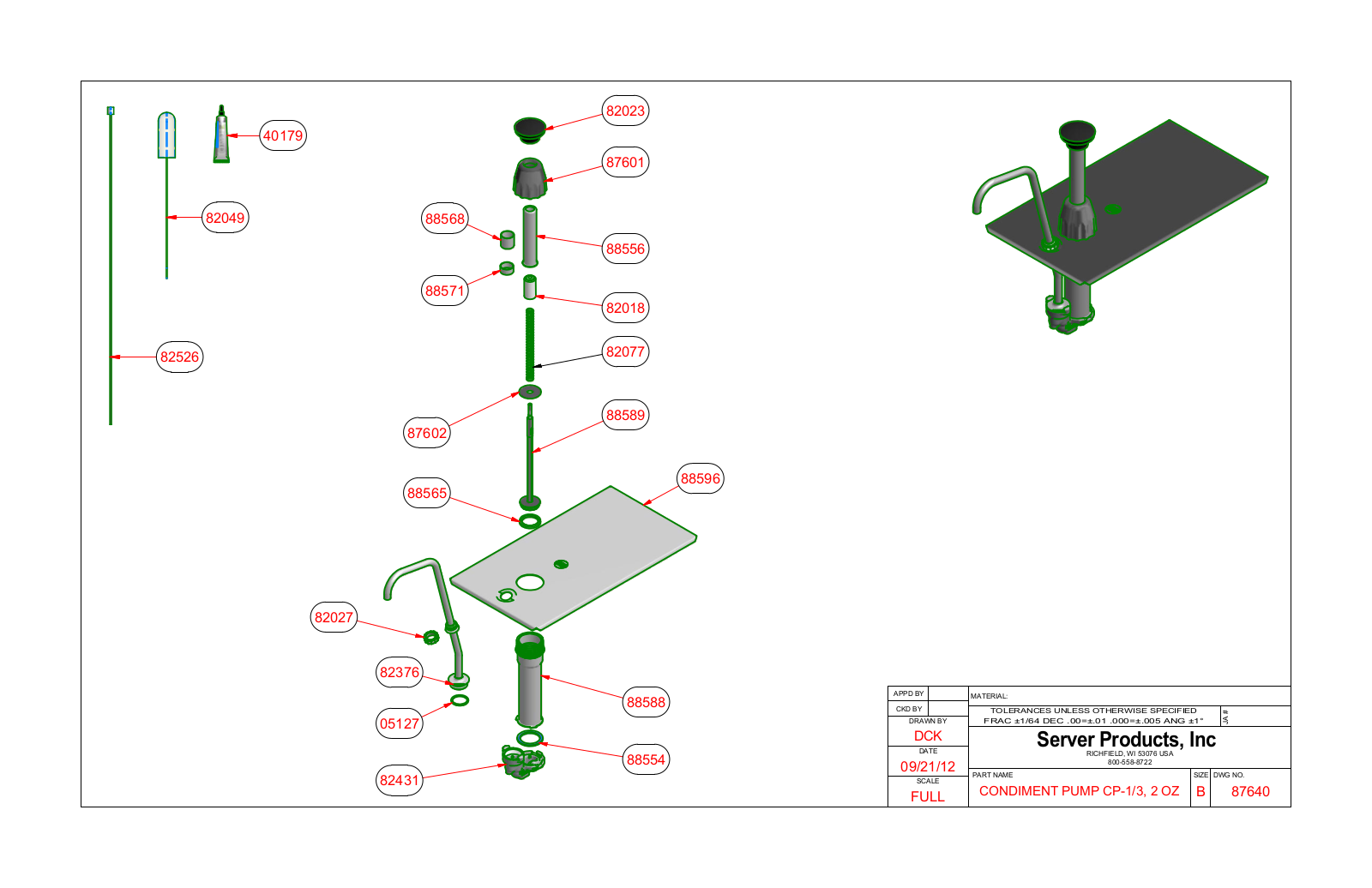 Server 87640 Parts List