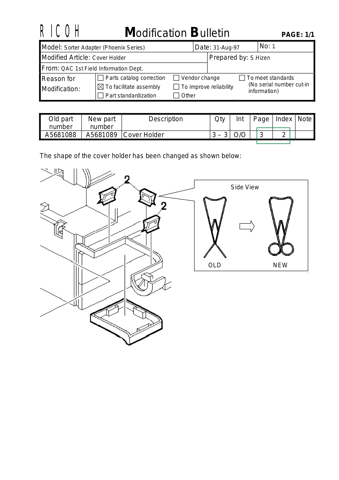 Ricoh s-ad-k Modification Bulletin