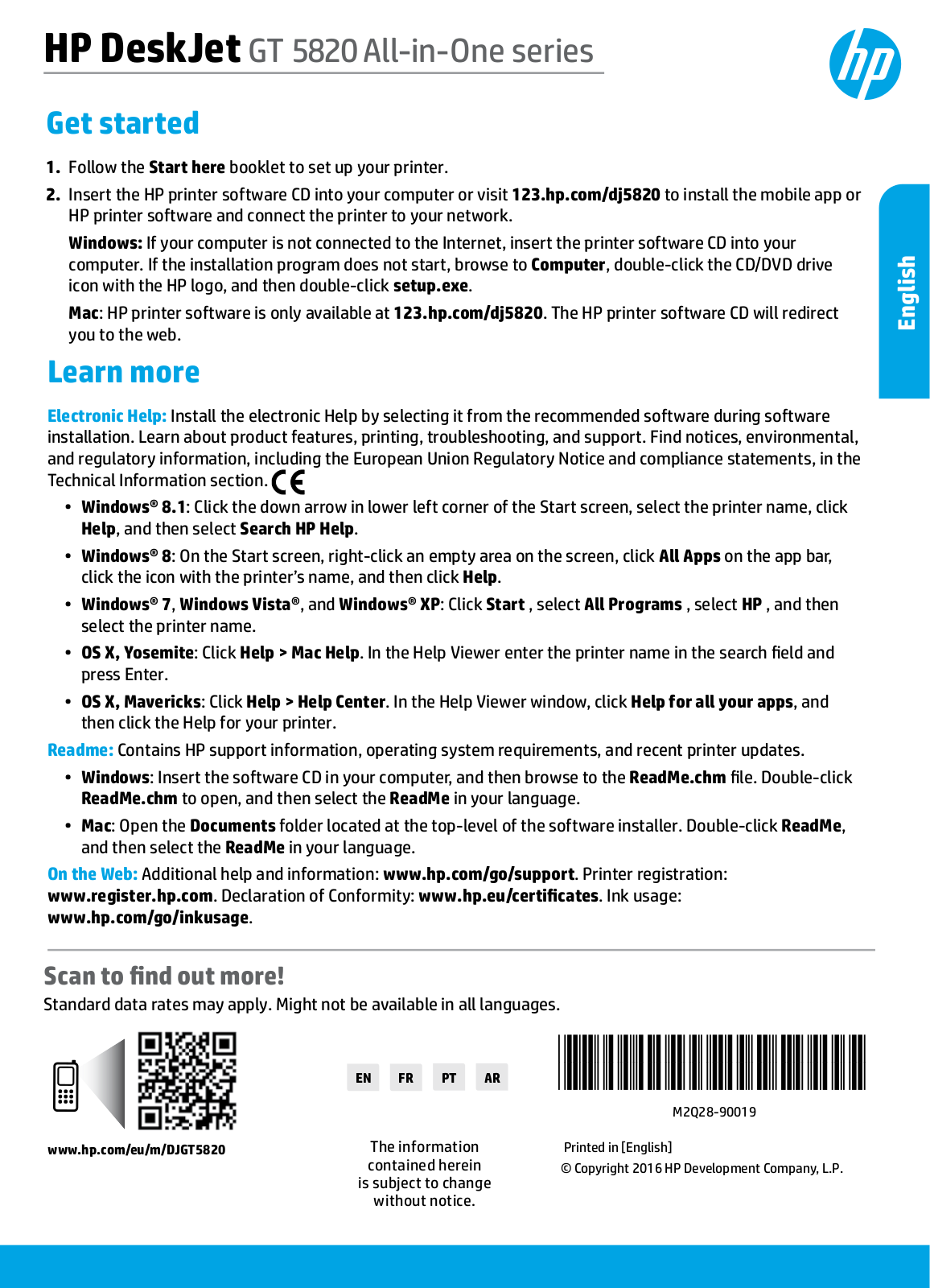 HP DeskJet GT 5820 AiO User manual