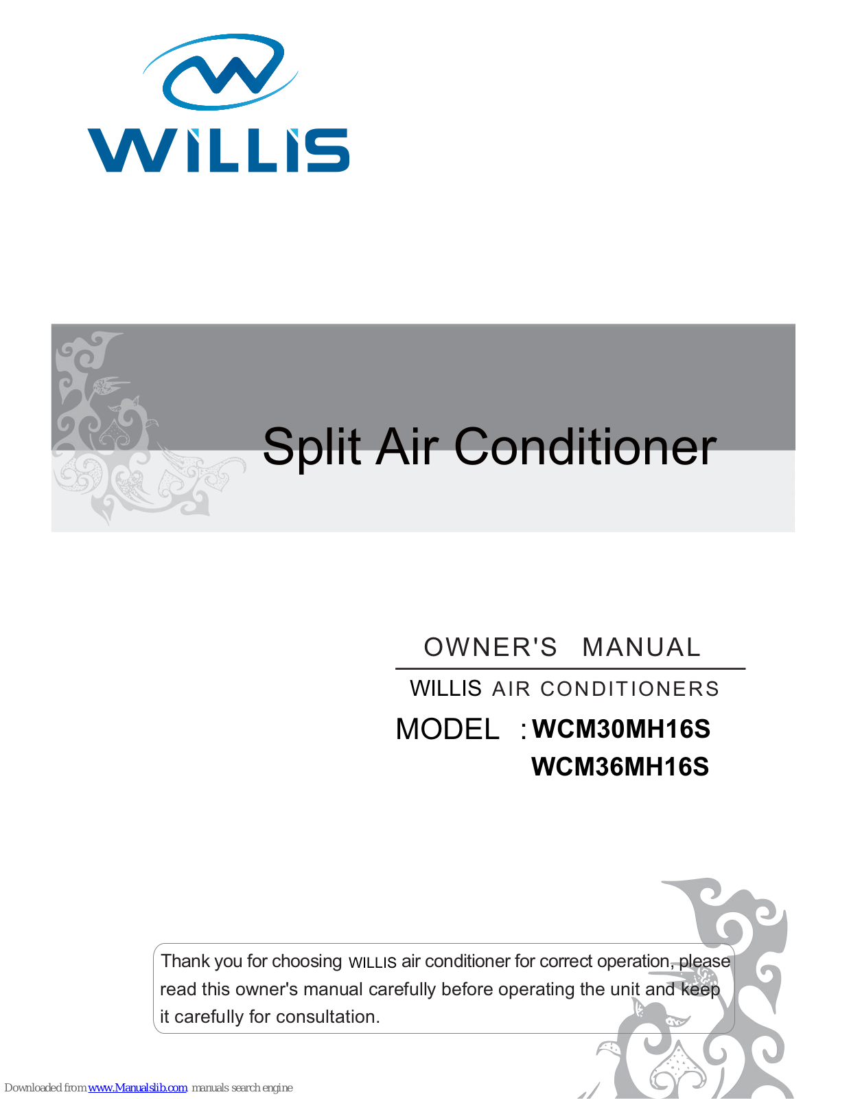 Willis WCM30MH16S, WCM36MH16S Owner's Manual