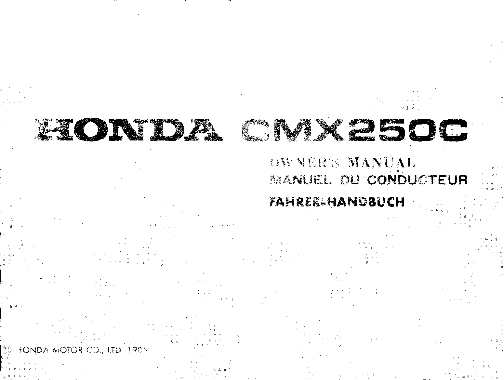 Honda CMX250C 1986 Owner's Manual