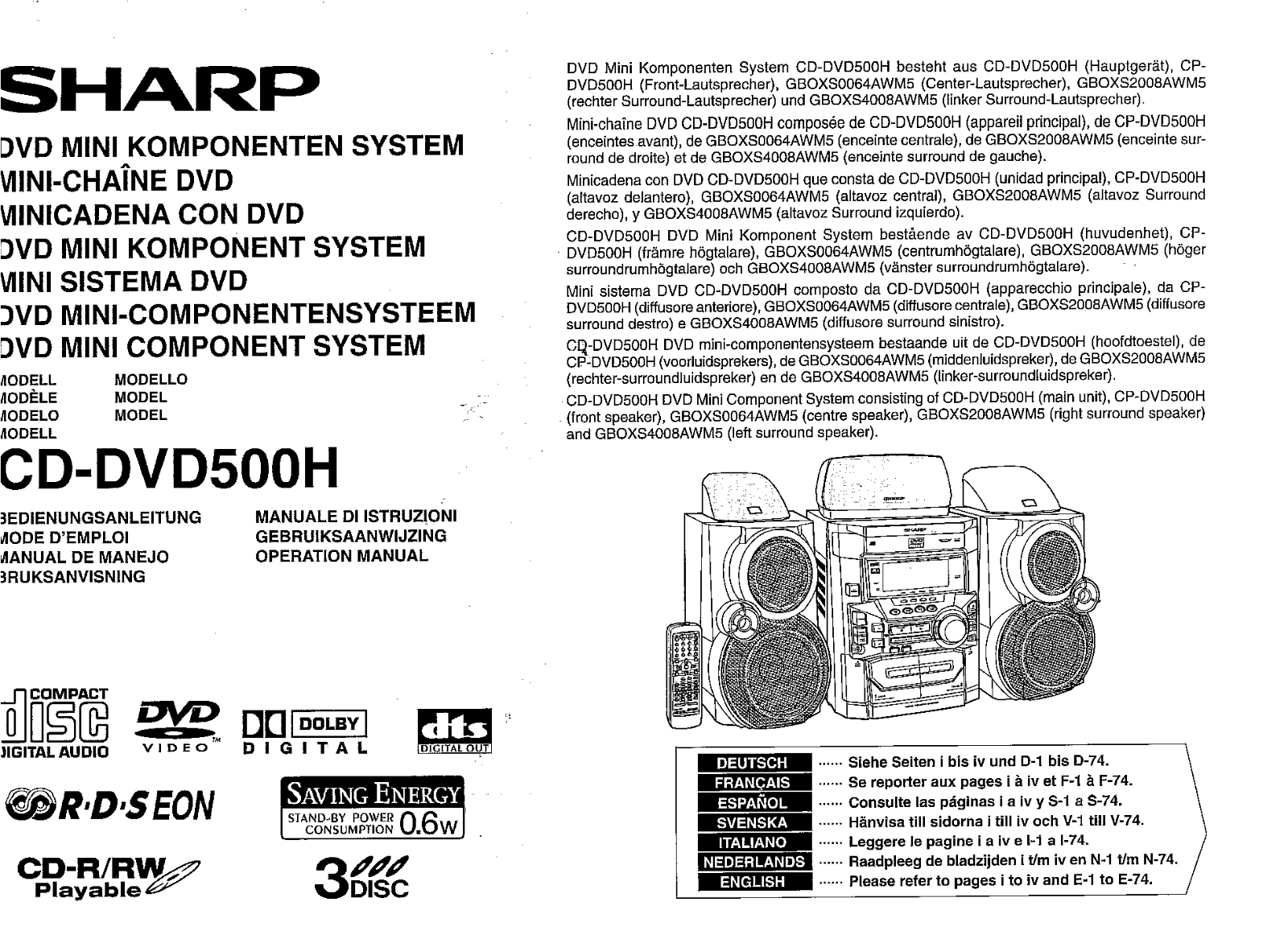 Sharp CD-DVD500H User Manual