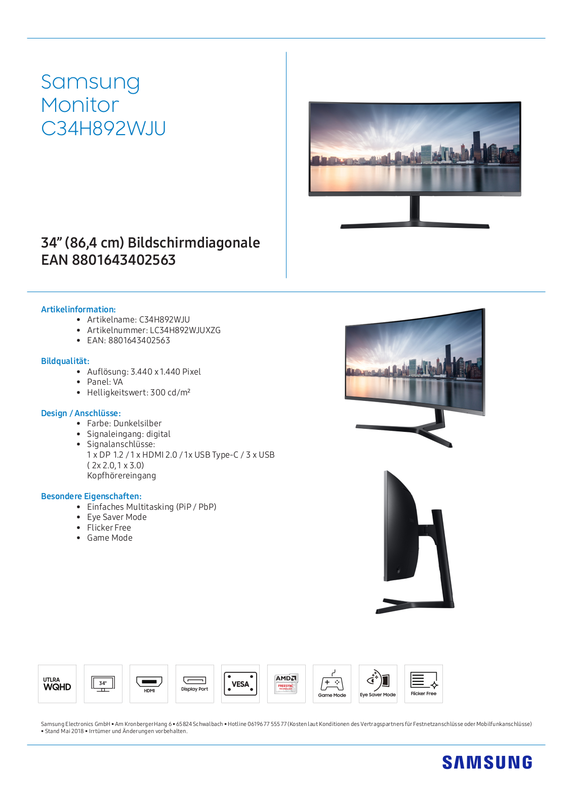 Samsung C34H892 User Manual