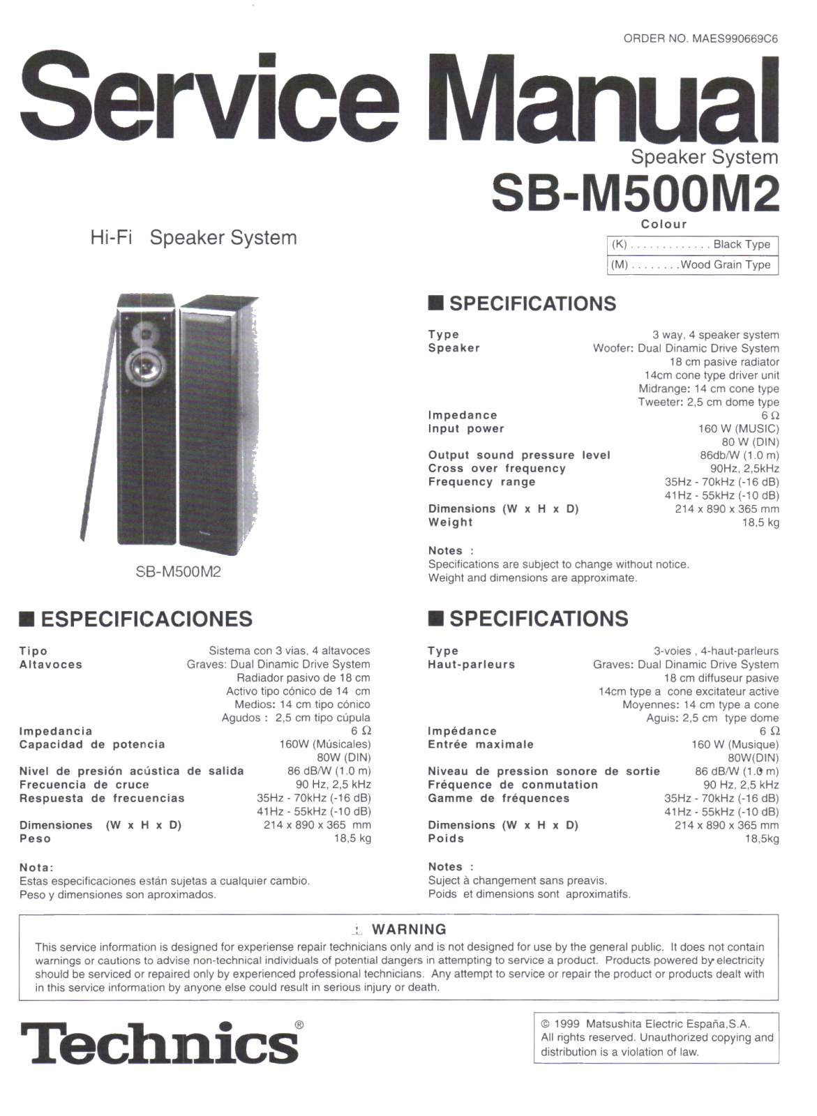 Technics SB-M500-M-2 Service Manual