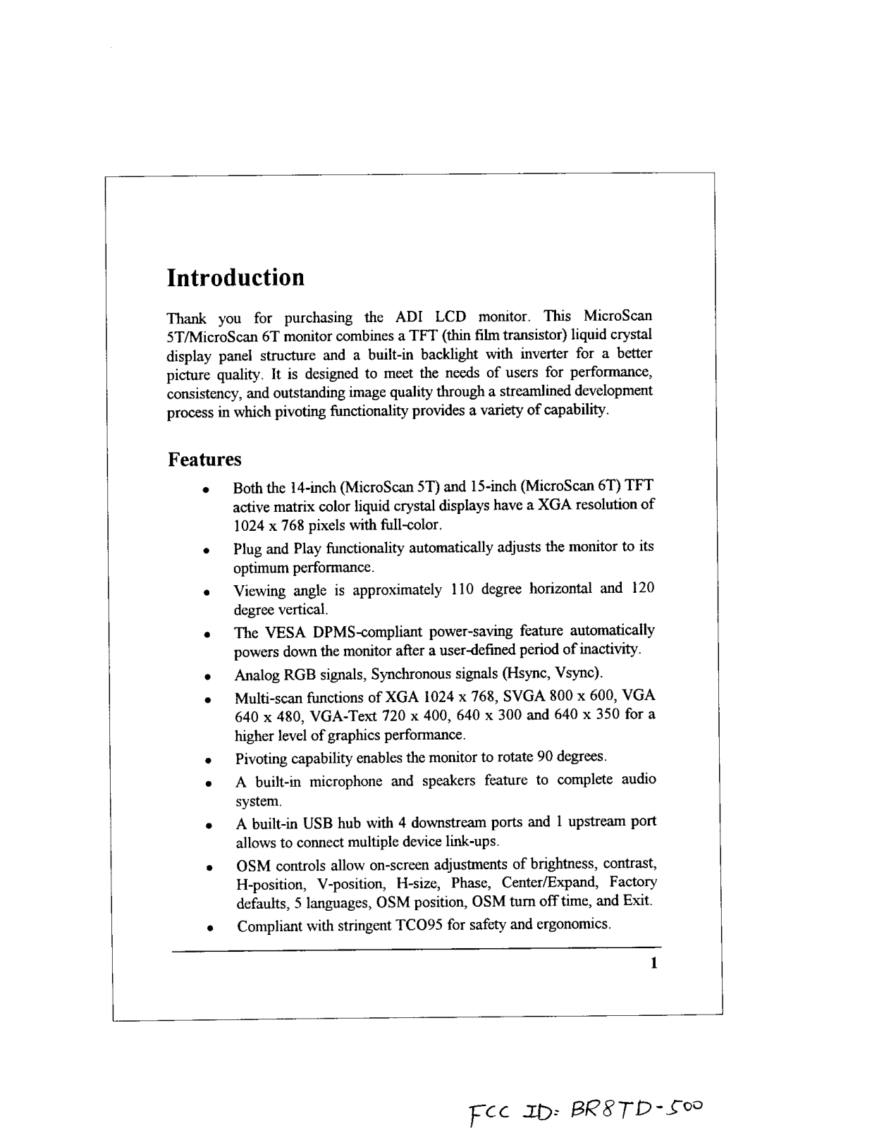 ADI TD 500 Users Manual