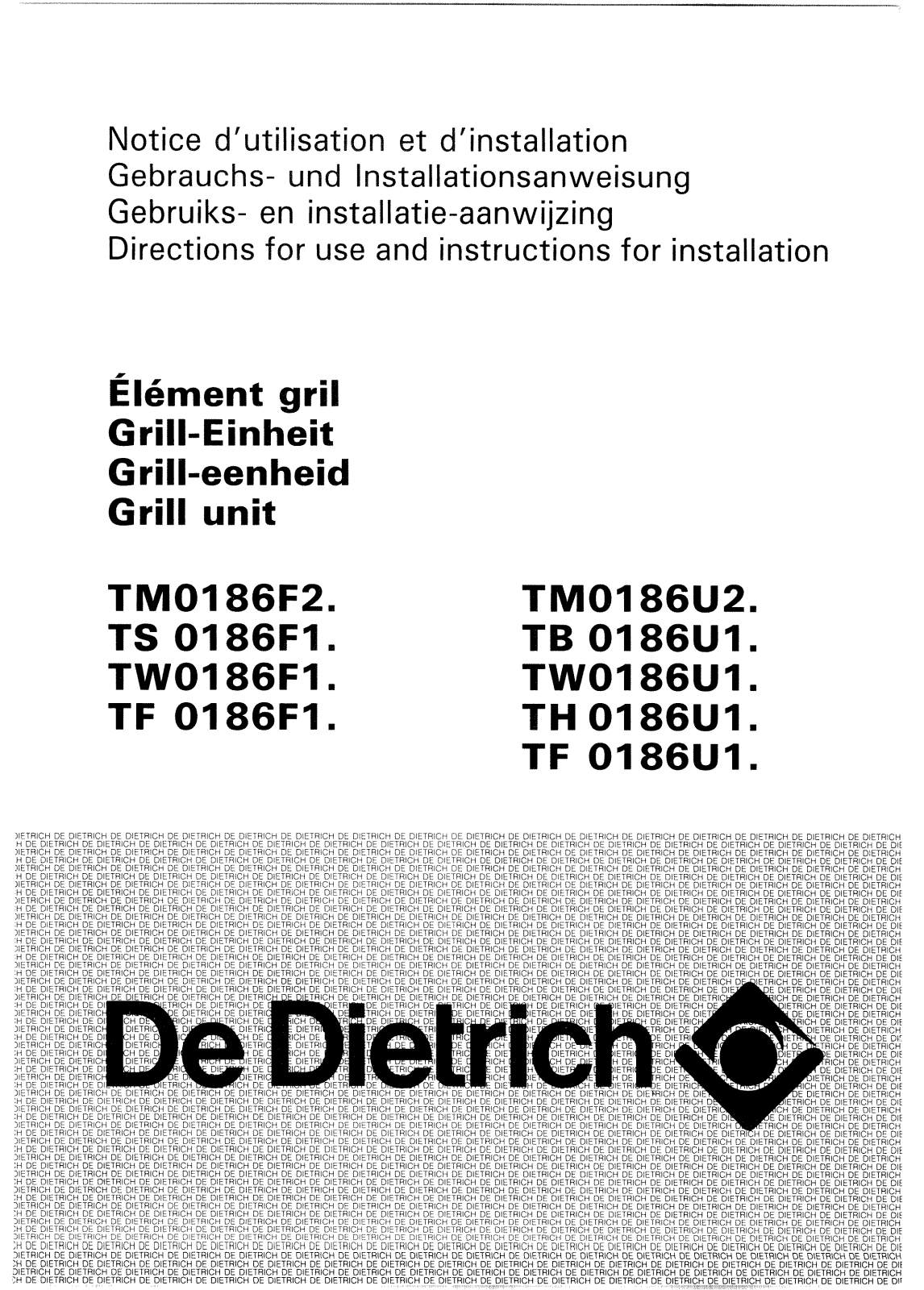 De dietrich TM0186F2 User Manual