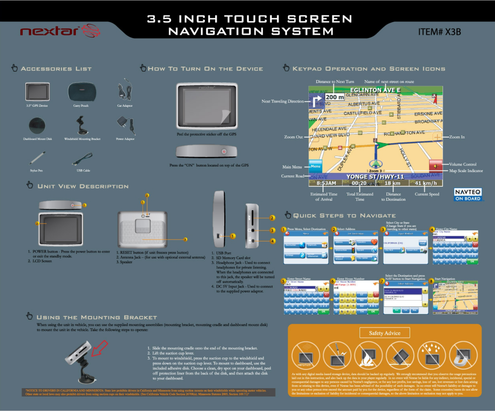 Nextar X3B User Manual