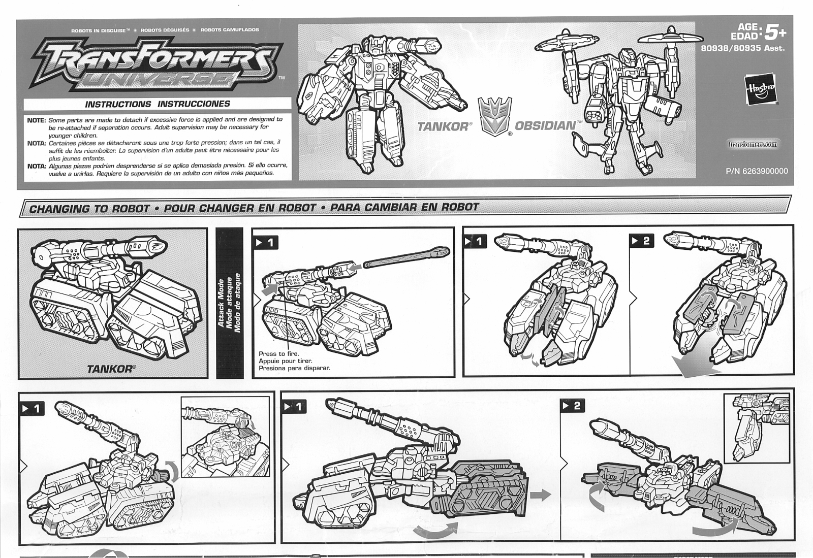 HASBRO Transformers Universe Tankor Obsidian User Manual