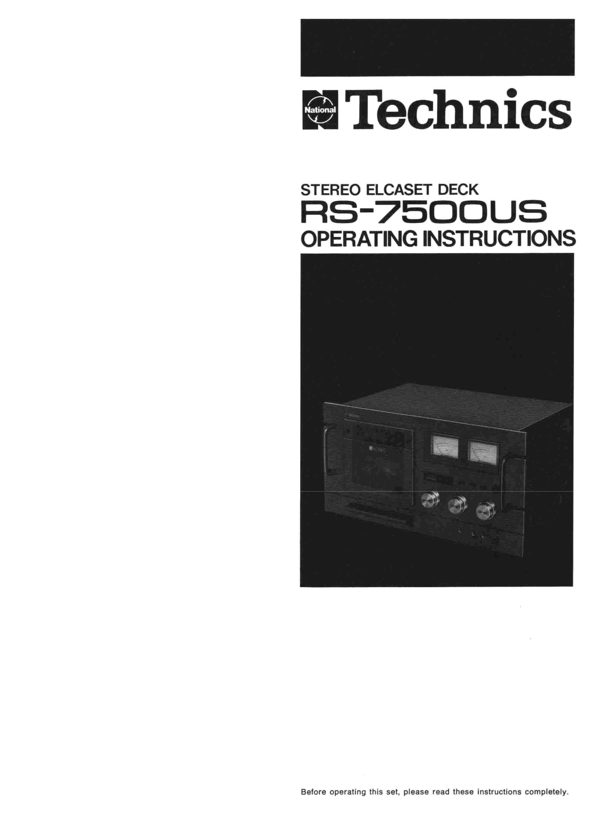 Technics RS-7500-US Owners Manual