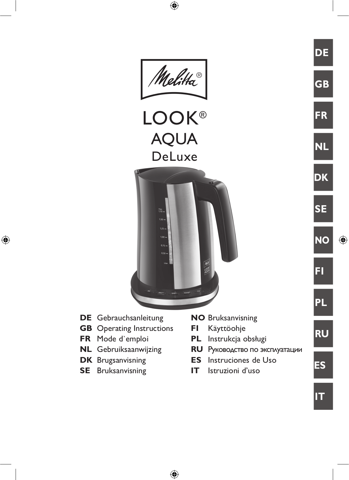 Melitta Look Aqua Deluxe operation manual