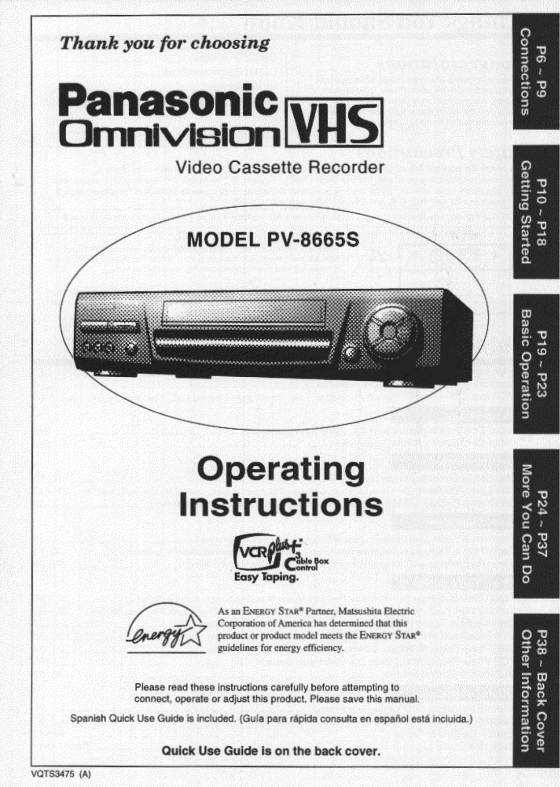 Panasonic PV-8665S User Manual