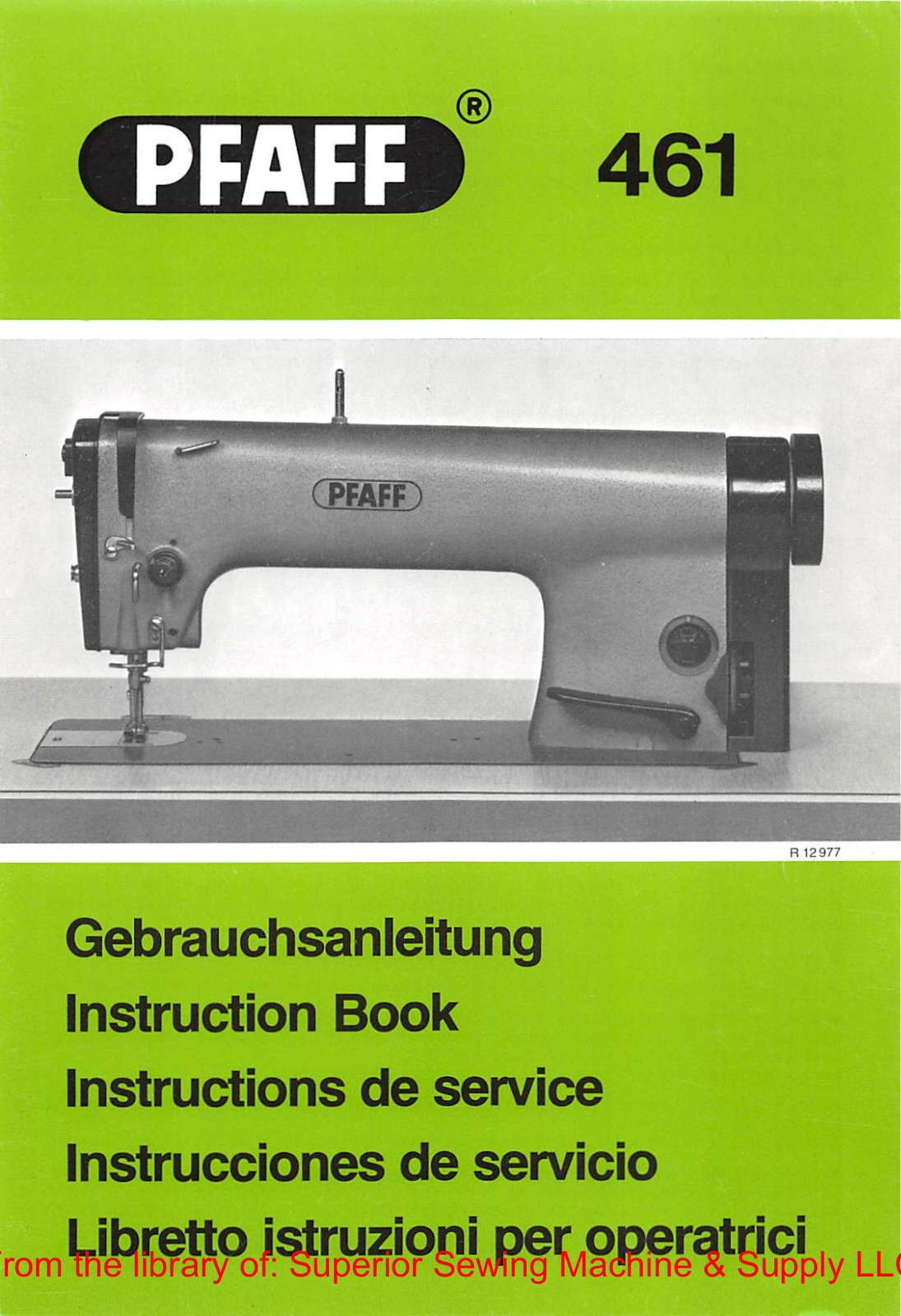 Pfaff 461 Instruction Manual