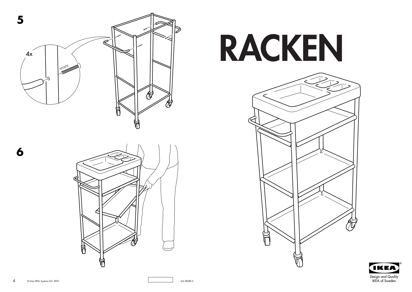 IKEA RACKEN UTILITY CART Assembly Instruction