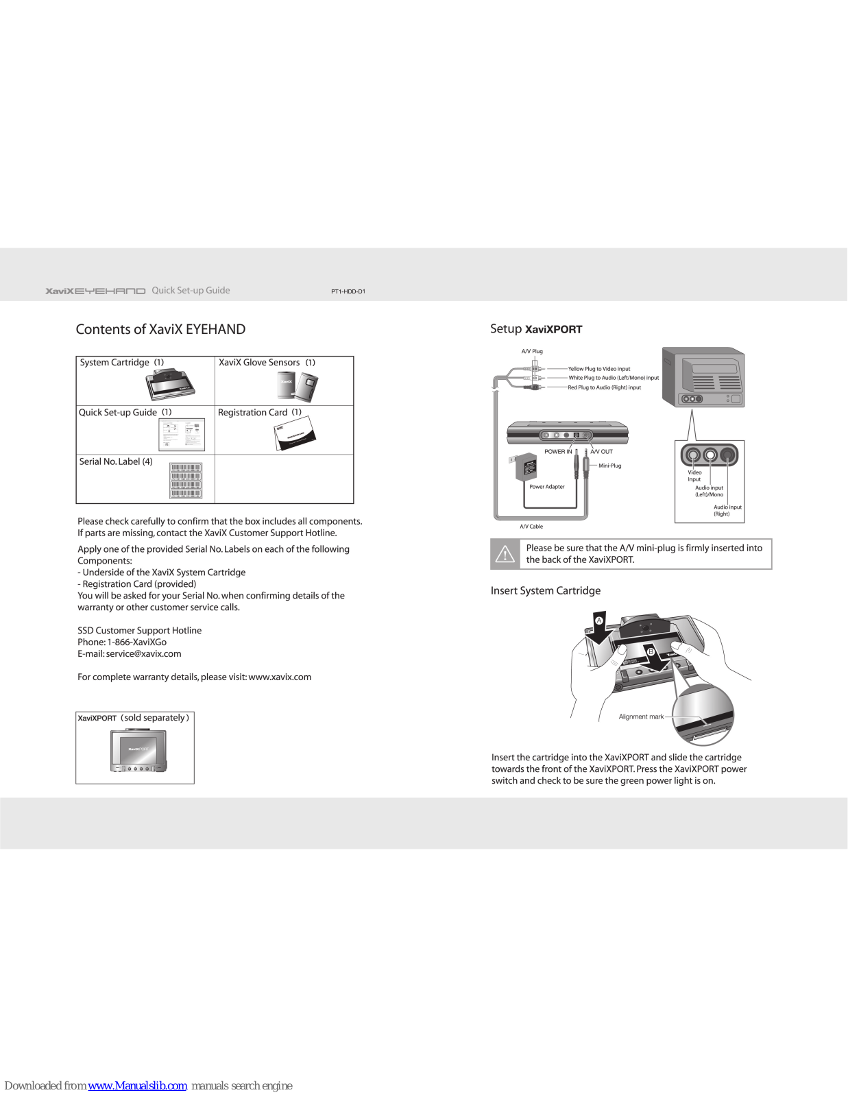 Xavix EyeHand Quick Setup Manual