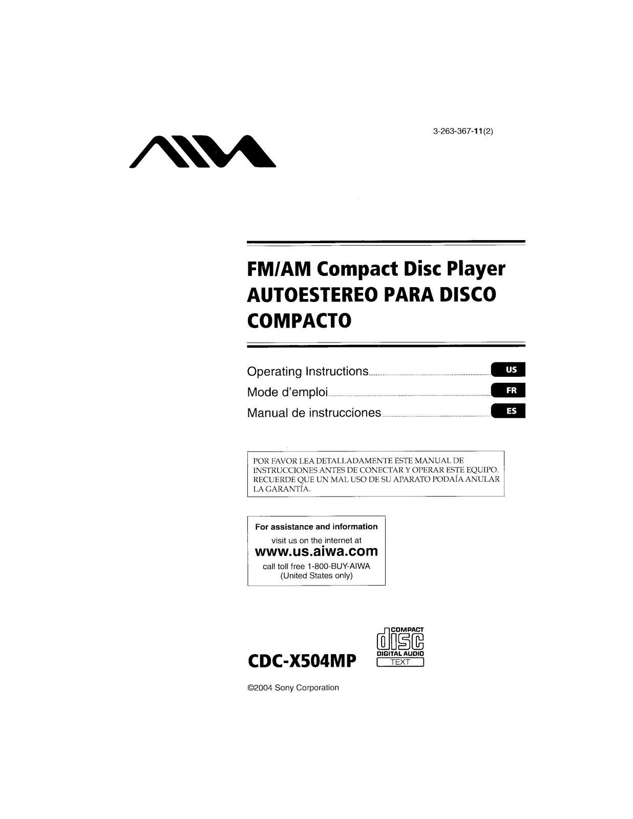 AIWA CDC-X504MP User Manual