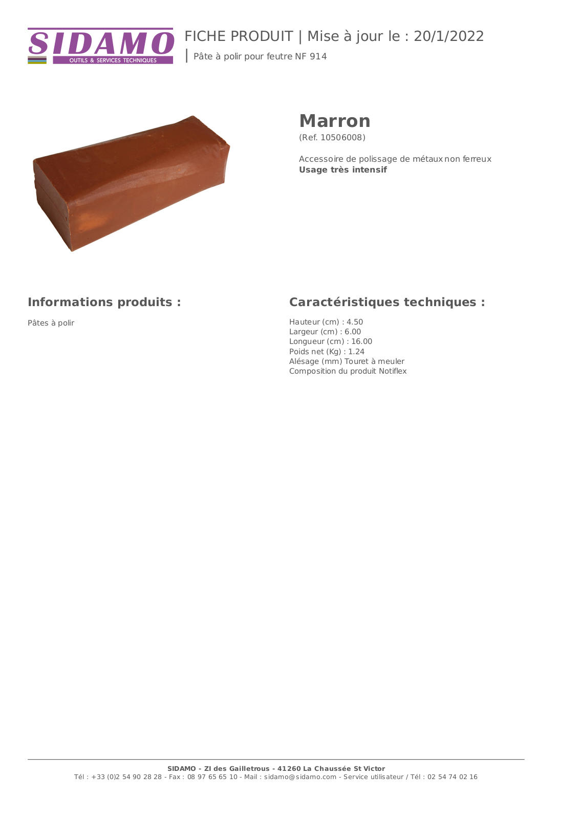 Sidamo Marron Specification - ManualMachine.com