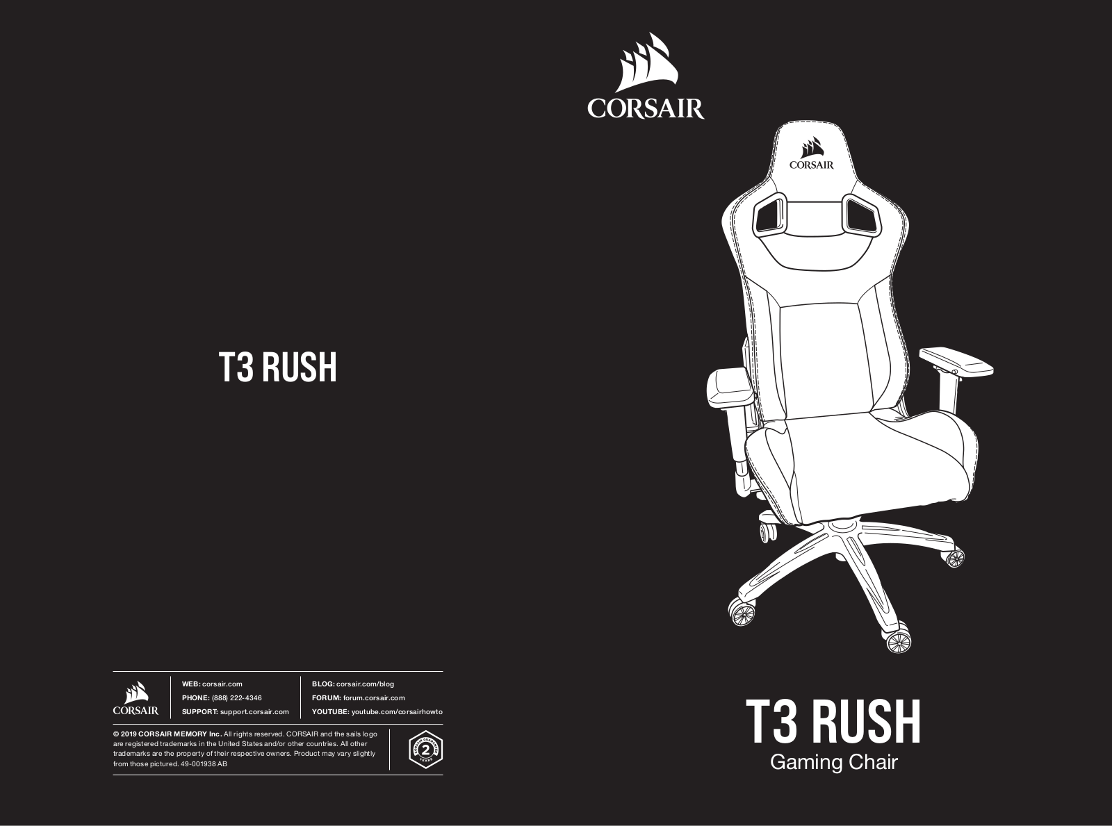 Corsair GamingT3 Rush Gray User Manual