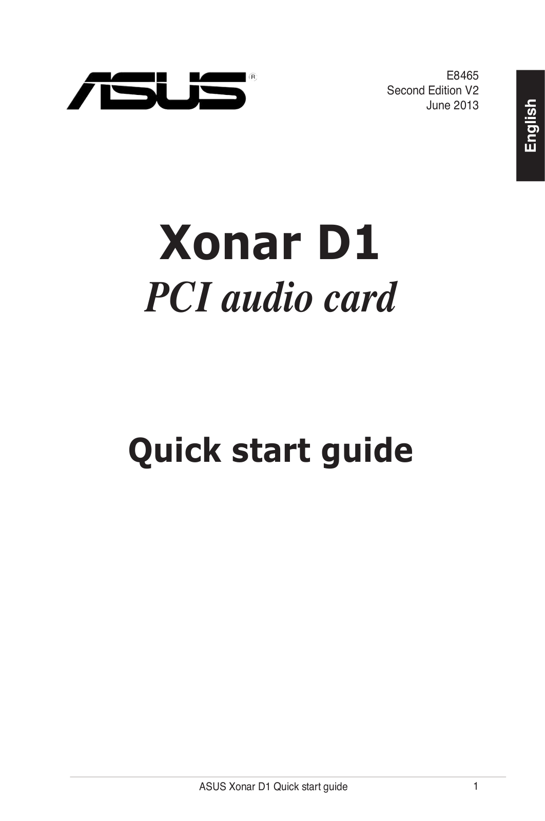 Asus Xonar D1 User Manual