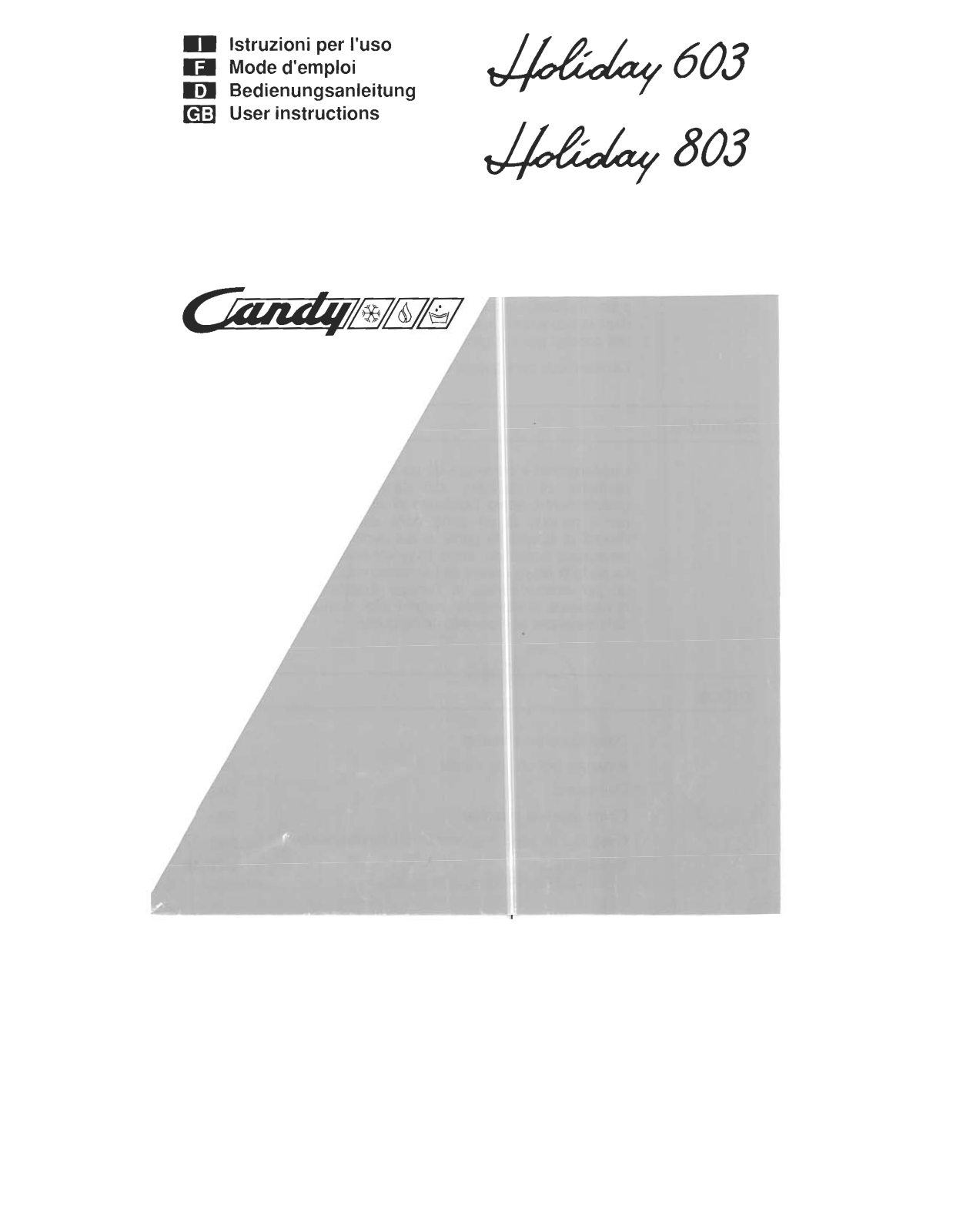 CANDY HOLIDAY603, HOLIDAY803 User Manual