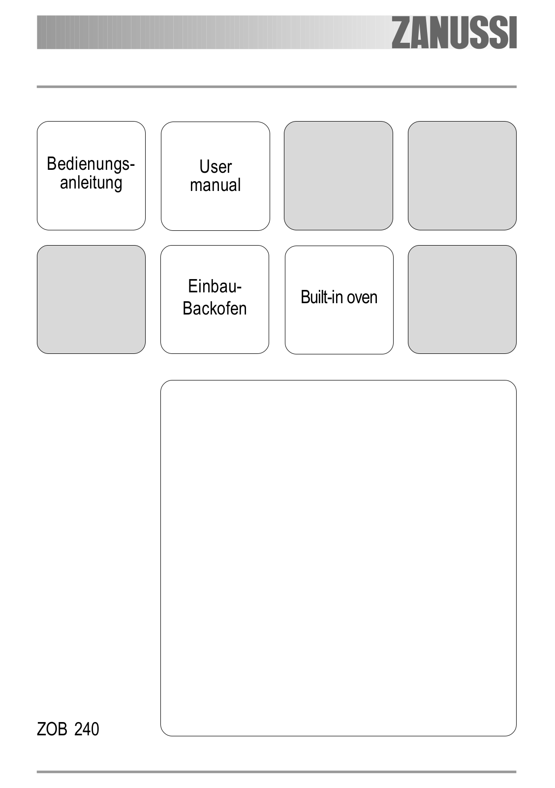 Zanussi ZOB240 USER MANUAL