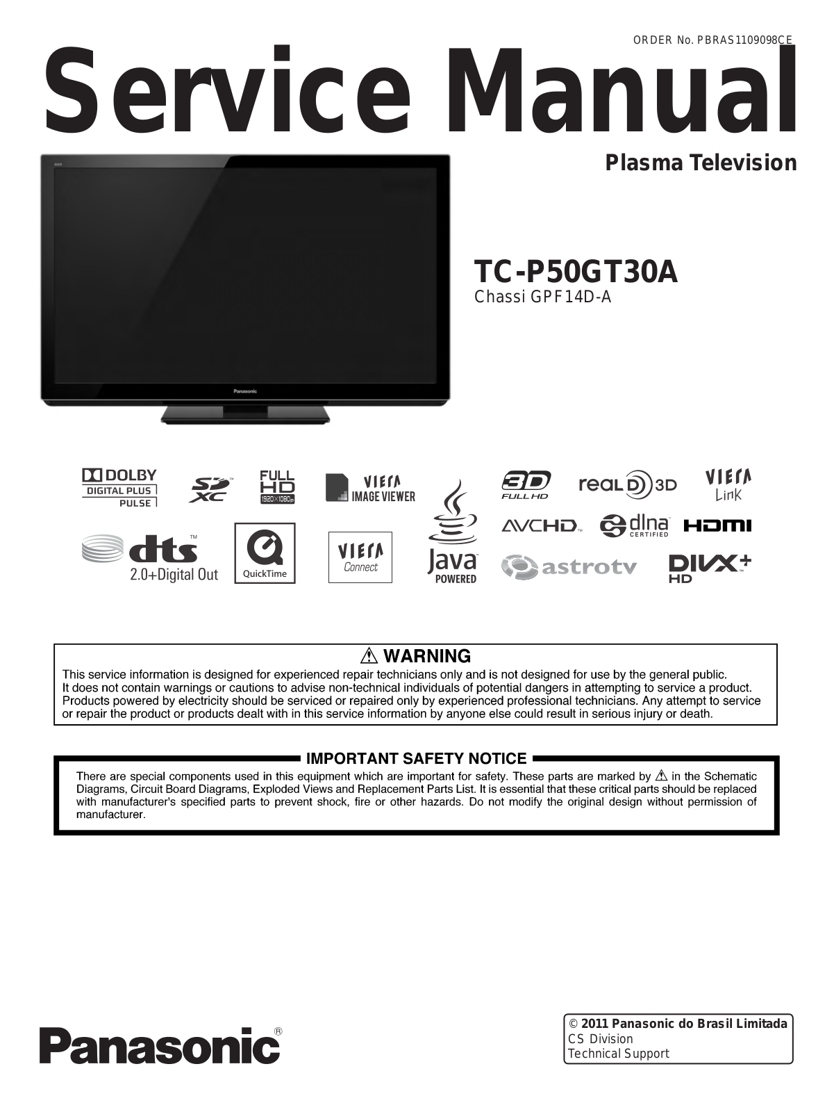 Panasonic TC-P50GT30A Schematic