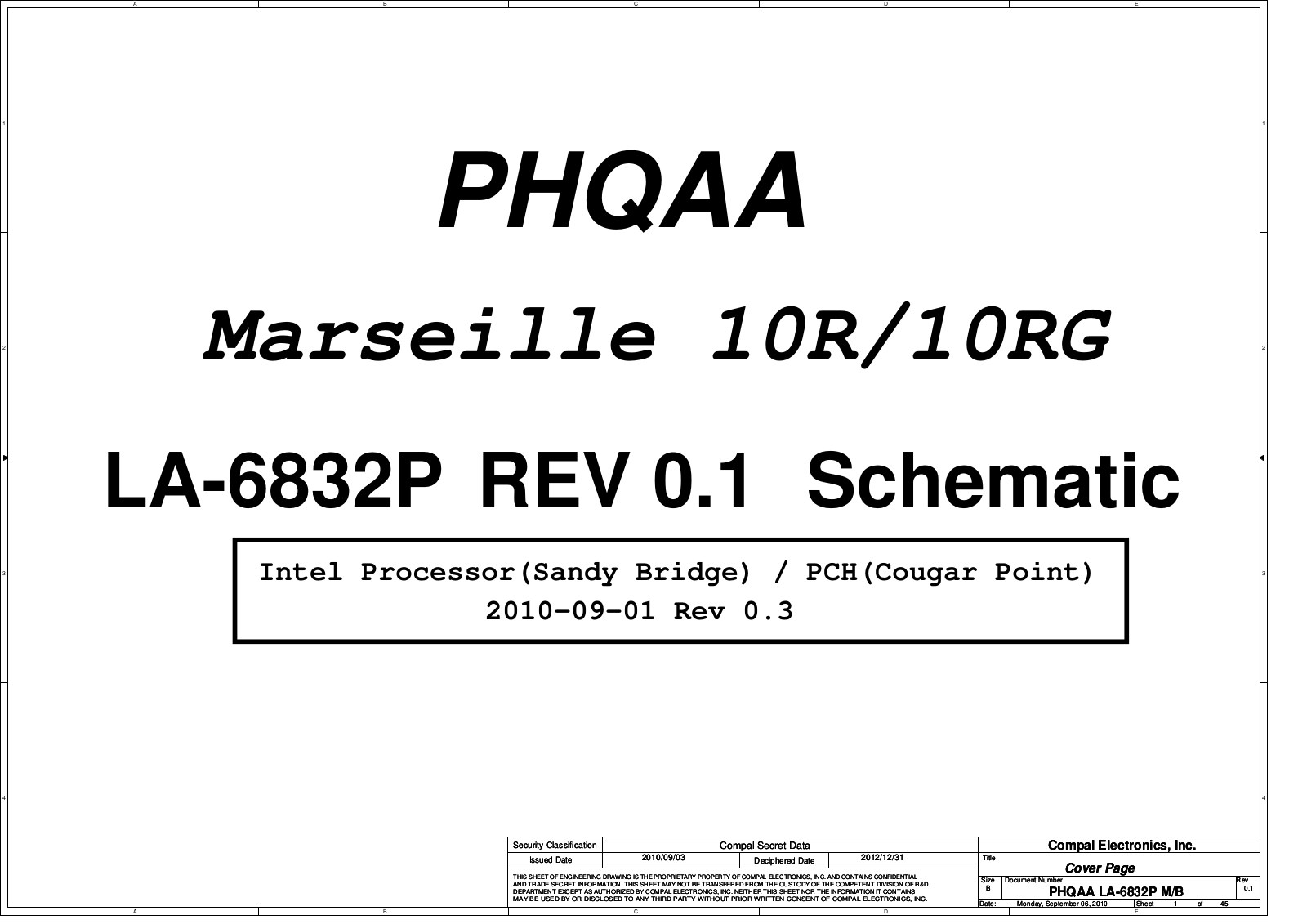 Compal LA-6832P PHQAA Marseille 10R, Satellite P750, Satellite P775, LA-6832P PHQAA Marseille 10RG Schematic