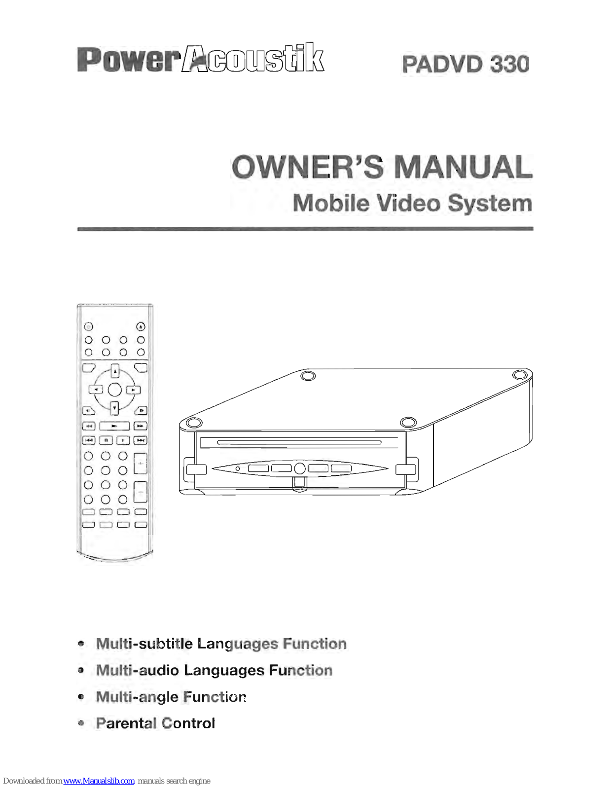 Power Acoustik PADVD-330 Owner's Manual