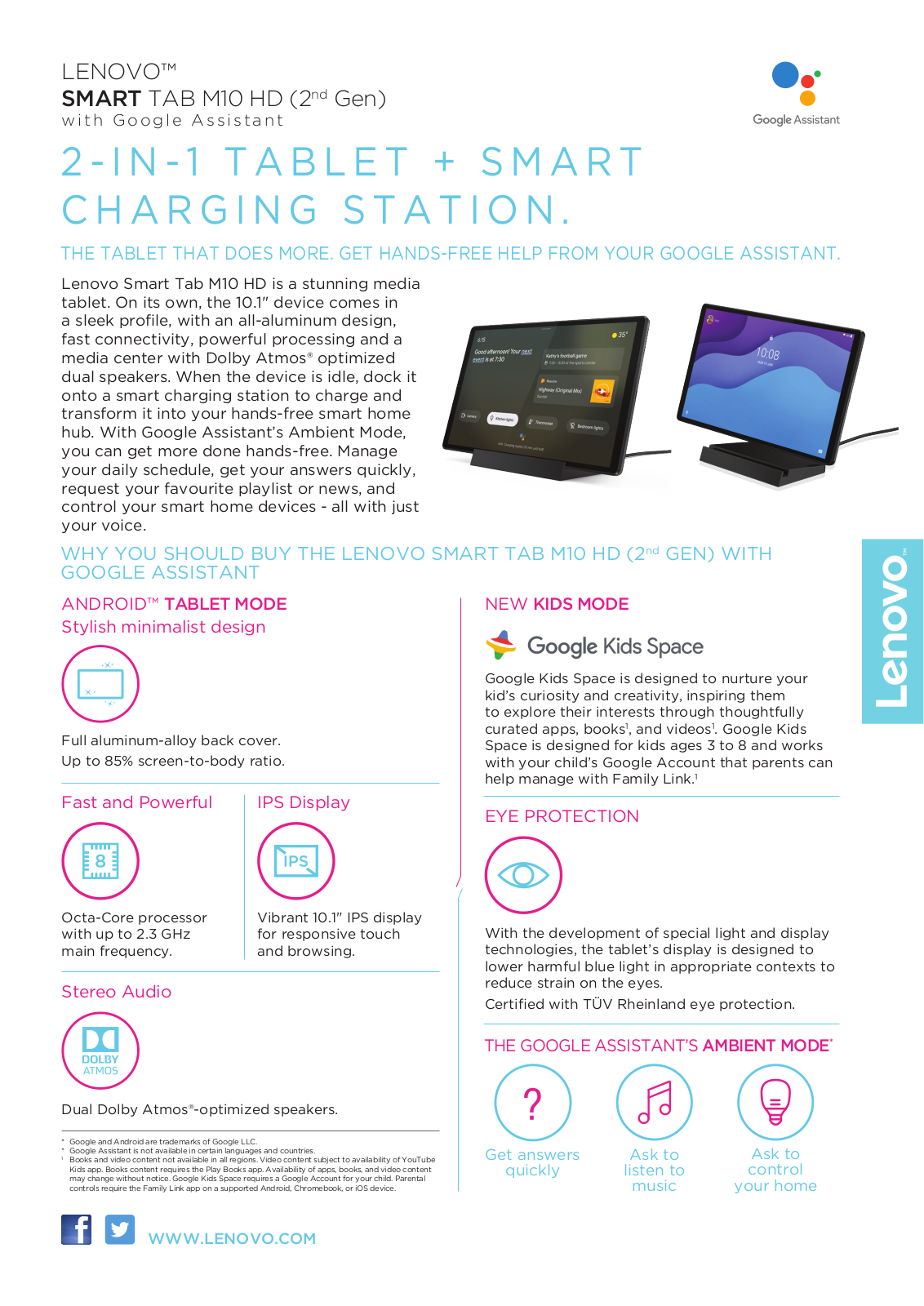 LENOVO SMART TAB M10 HD (2nd Gen) with Google Assistant Datasheet