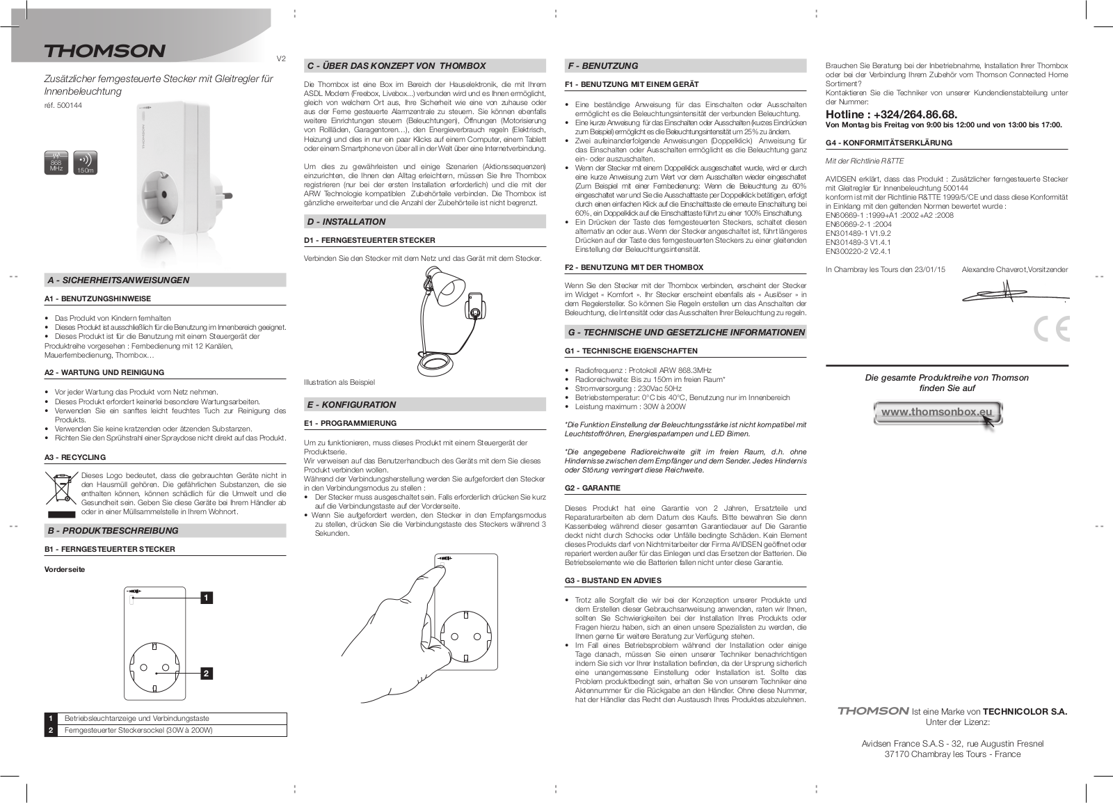Thomson Funksteckdose Bedienungsanleitung - ManualMachine.com