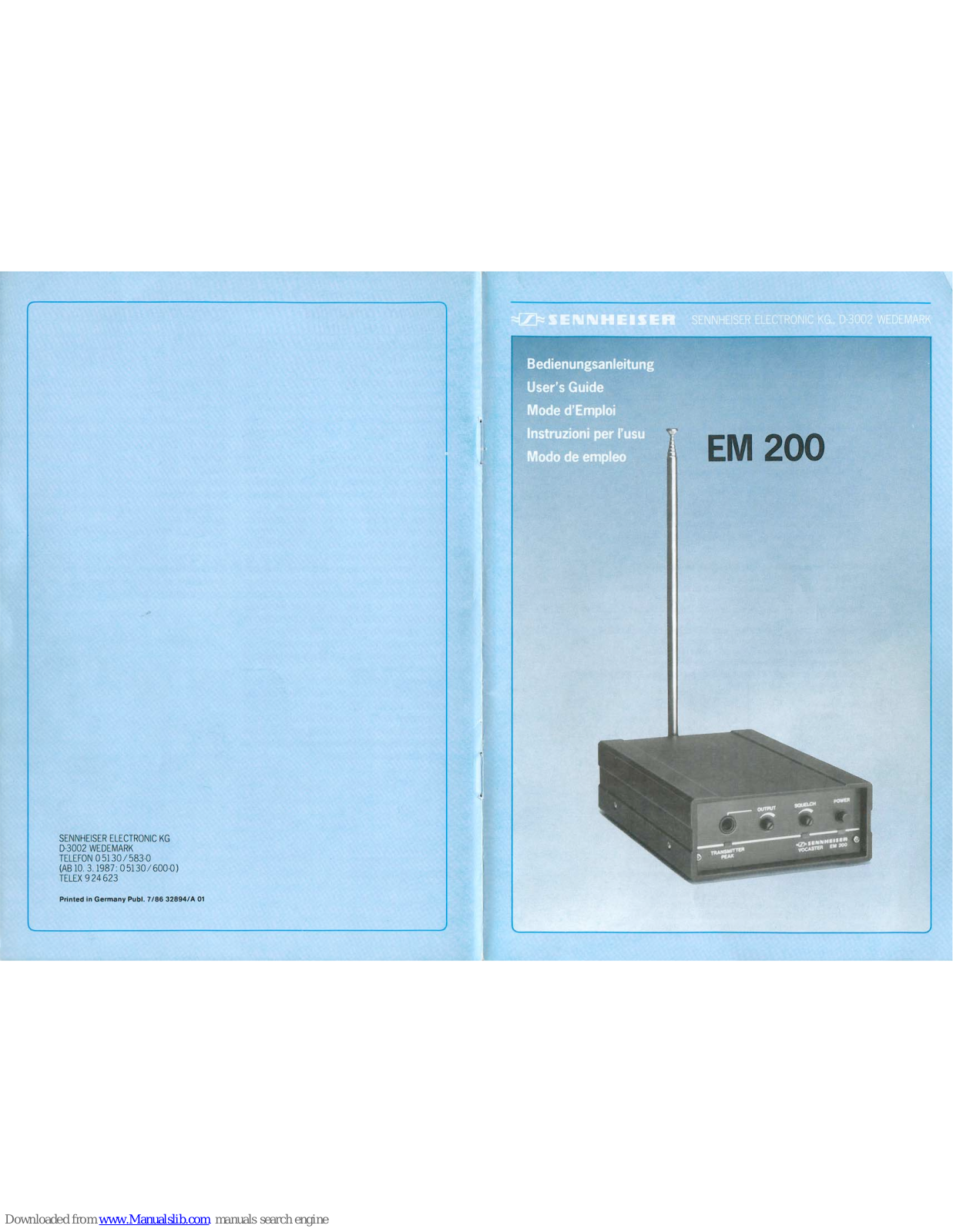 Sennheiser EM 200 Vocaster User Manual