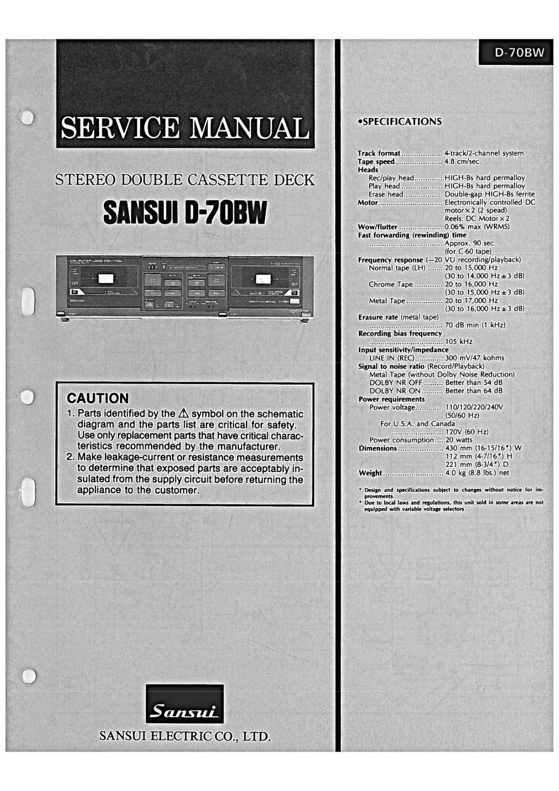 Sansui D-70-BW Service Manual