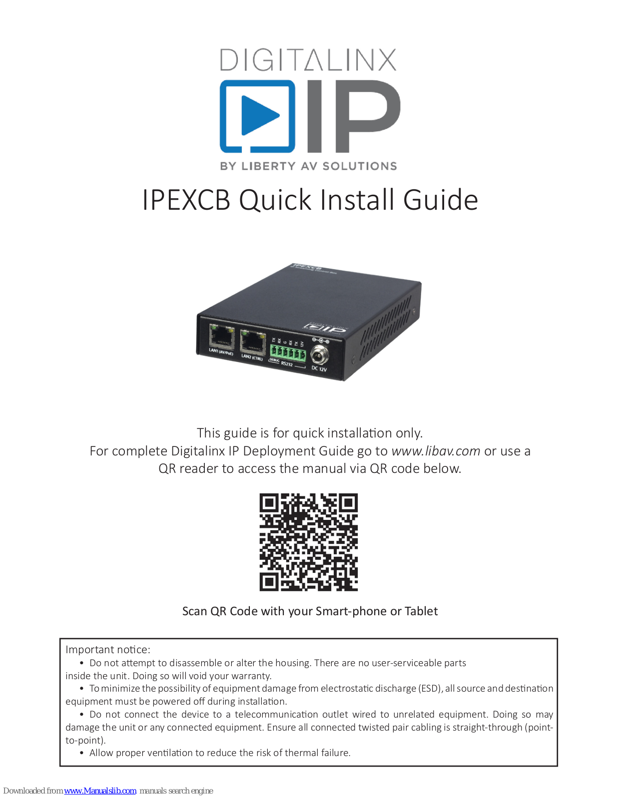 DigitaLinx IPEXCB Quick Install Manual