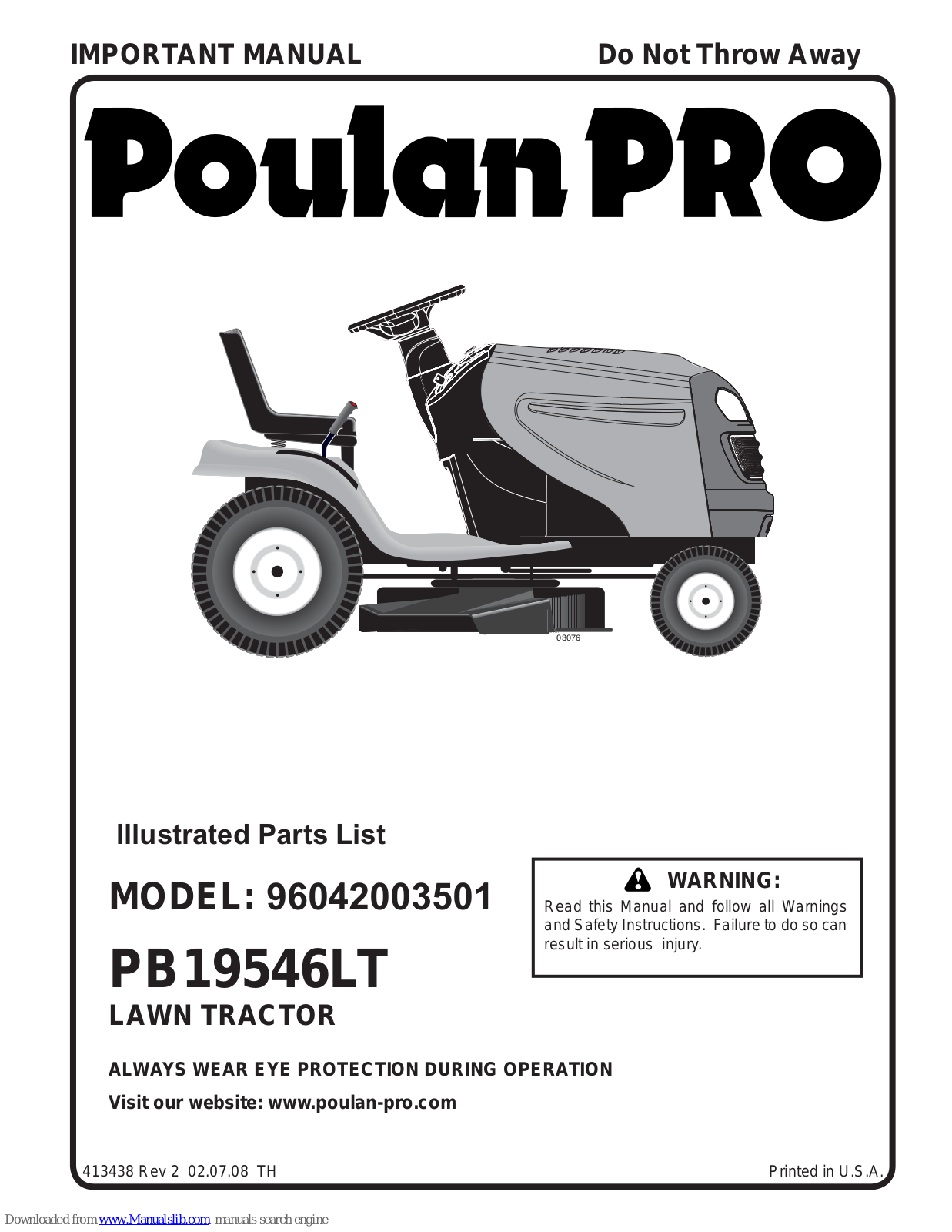 Poulan Pro PB19546LT/96042003501, PB19546LT, 96042003501 Illustrated Parts List